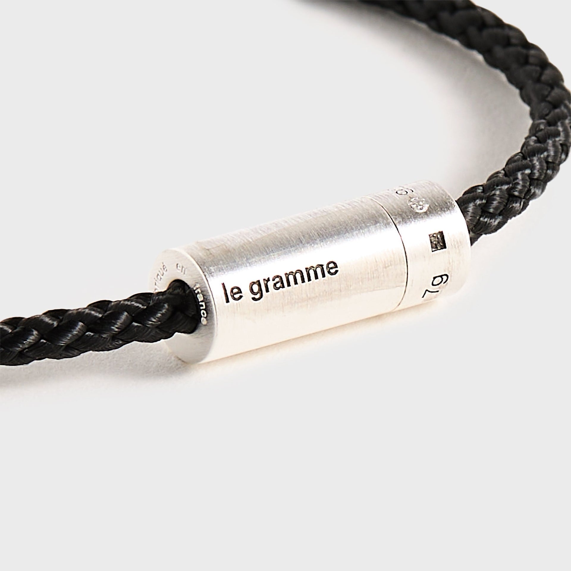 Le Gramme 7g Brushed Nato Cable Bracelet - Silver / Black