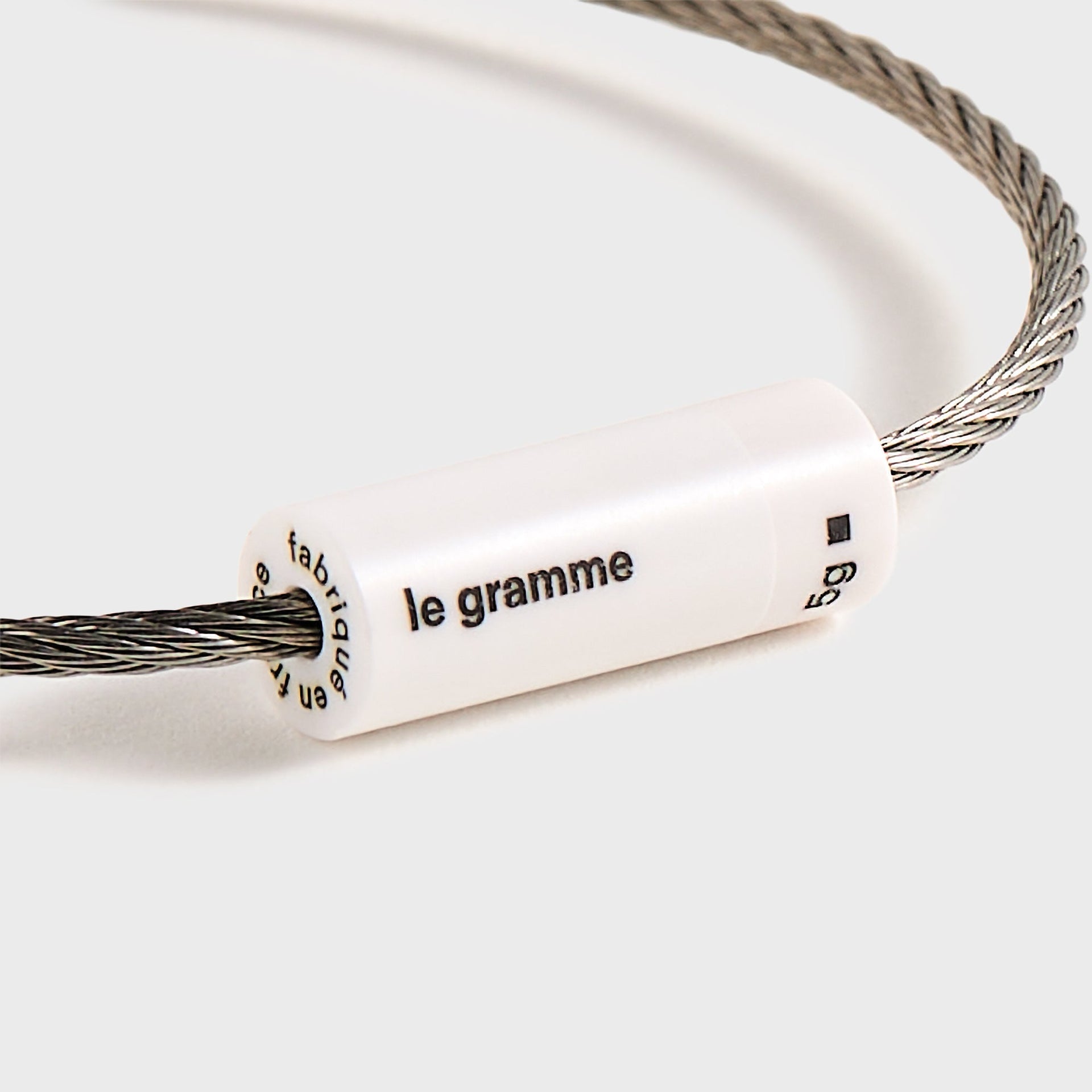 Le Gramme 5g Brushed White Ceramic Cable Bracelet - White