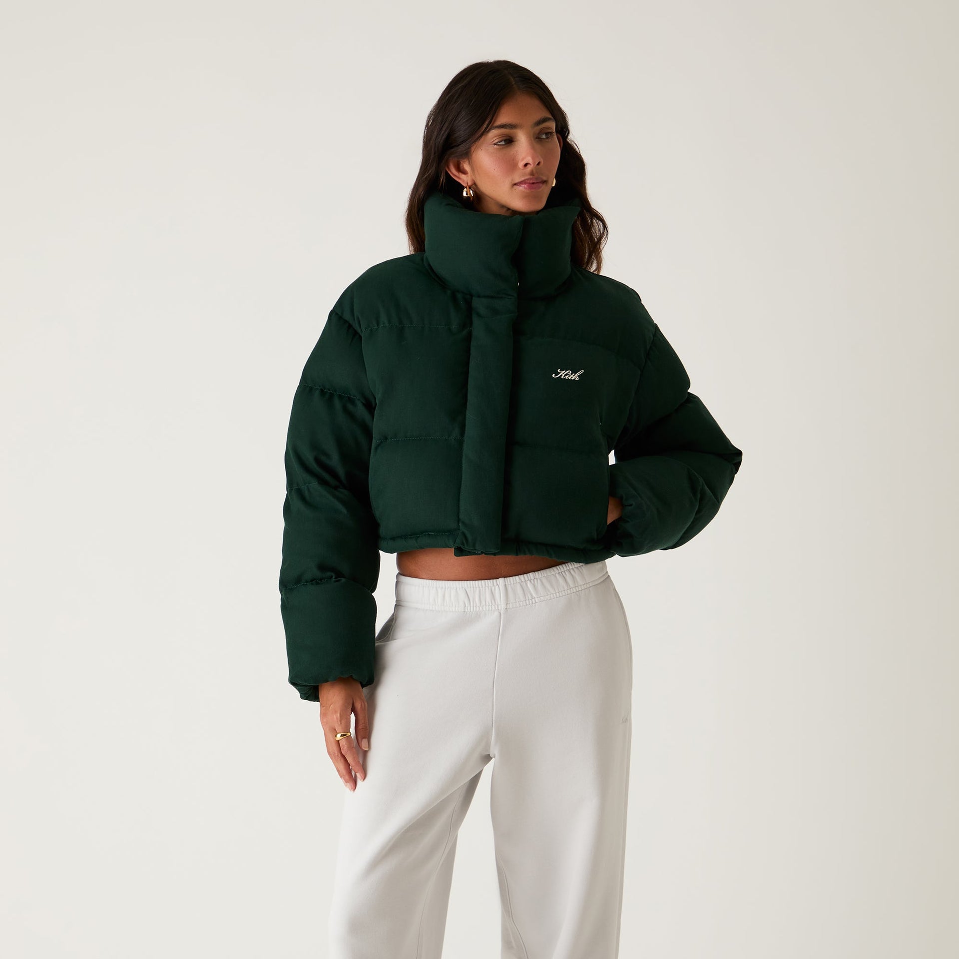 Kith Women Shae Cropped Denim Puffer - Stadium - PH