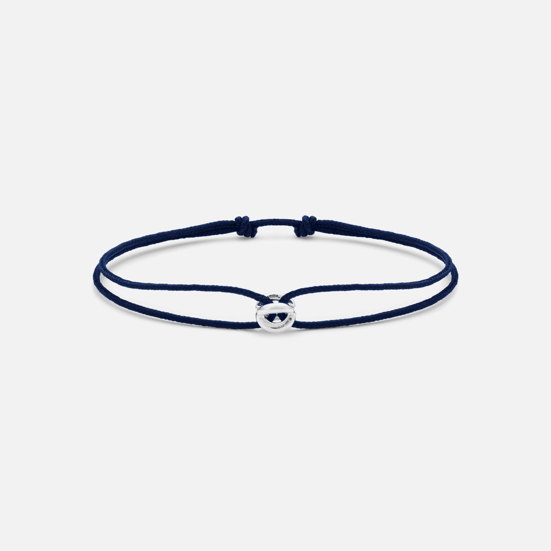 Le Gramme 1g Black Cord Entrelacs Bracelet - Navy / Silver
