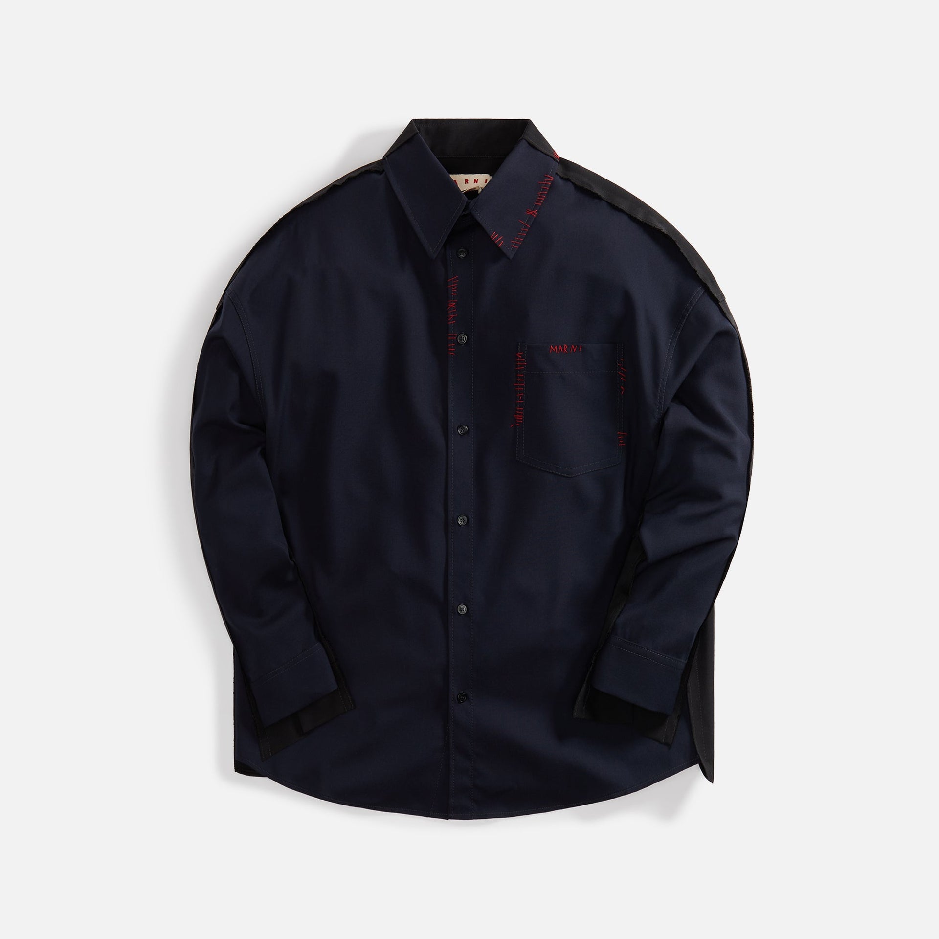 Marni Tropical Wool Shirt - BluBlack
