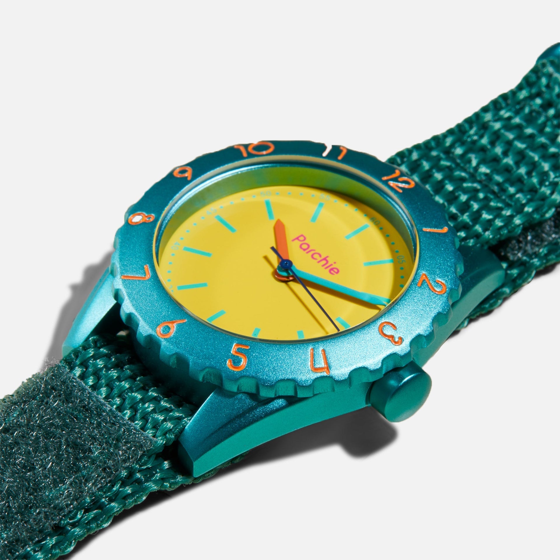 Parchie School-Time Watch - Teal / Yellow / Dark Green