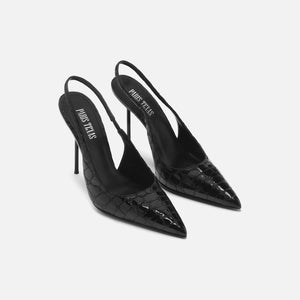 Paris Texas Lidia Slingback Heel 105 - Glossy Embossed Croco Black