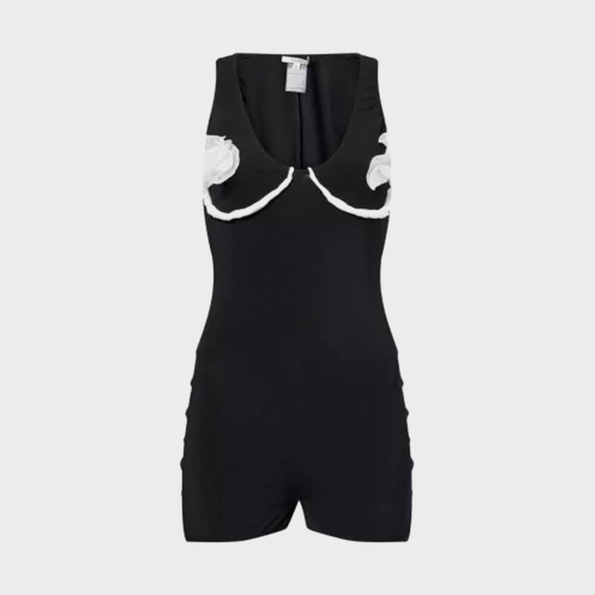 Nensi Dojaka Mini Playsuit with Flower Petals - Black / White