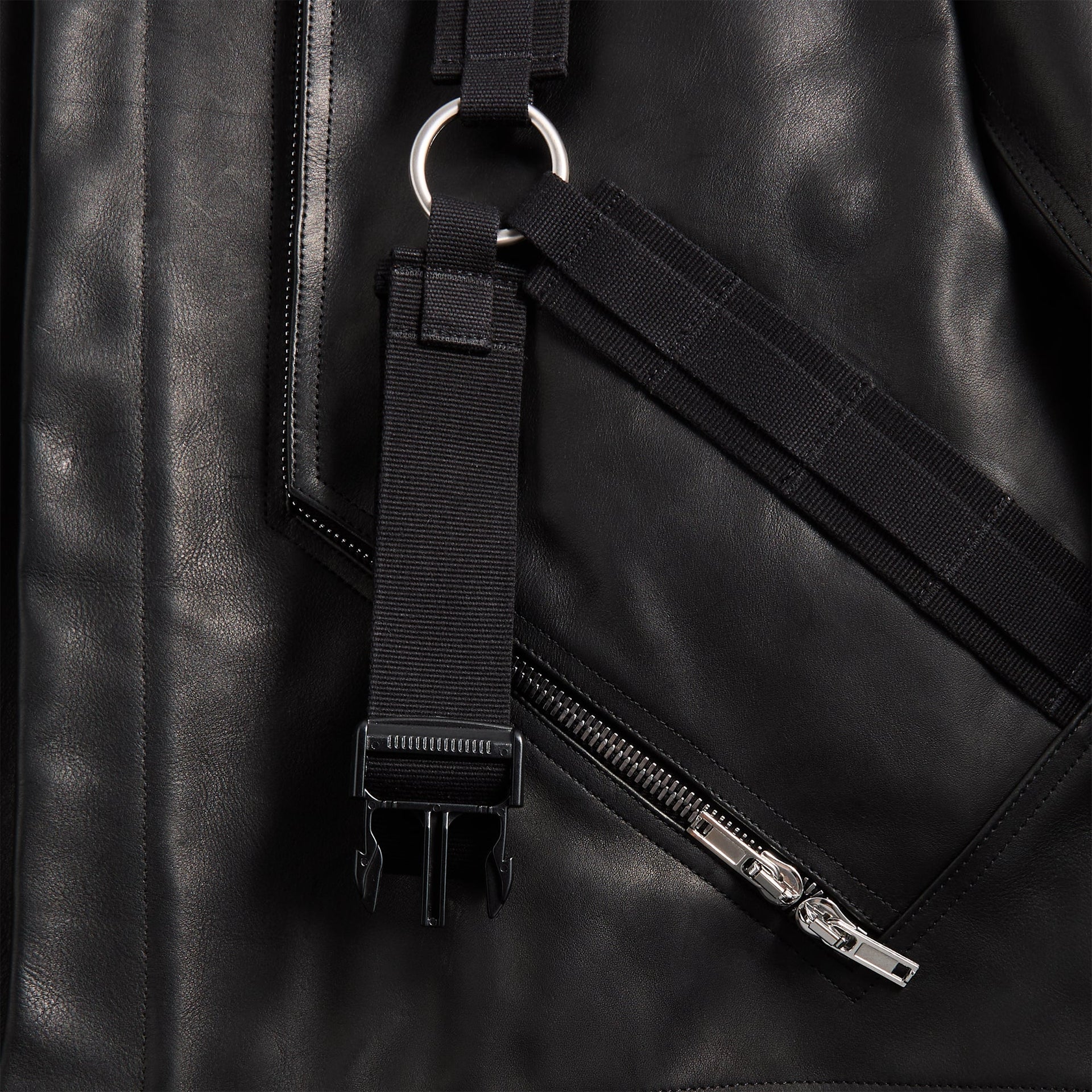 Rick Owens Cappotto In Pelle Leather Coat - Black