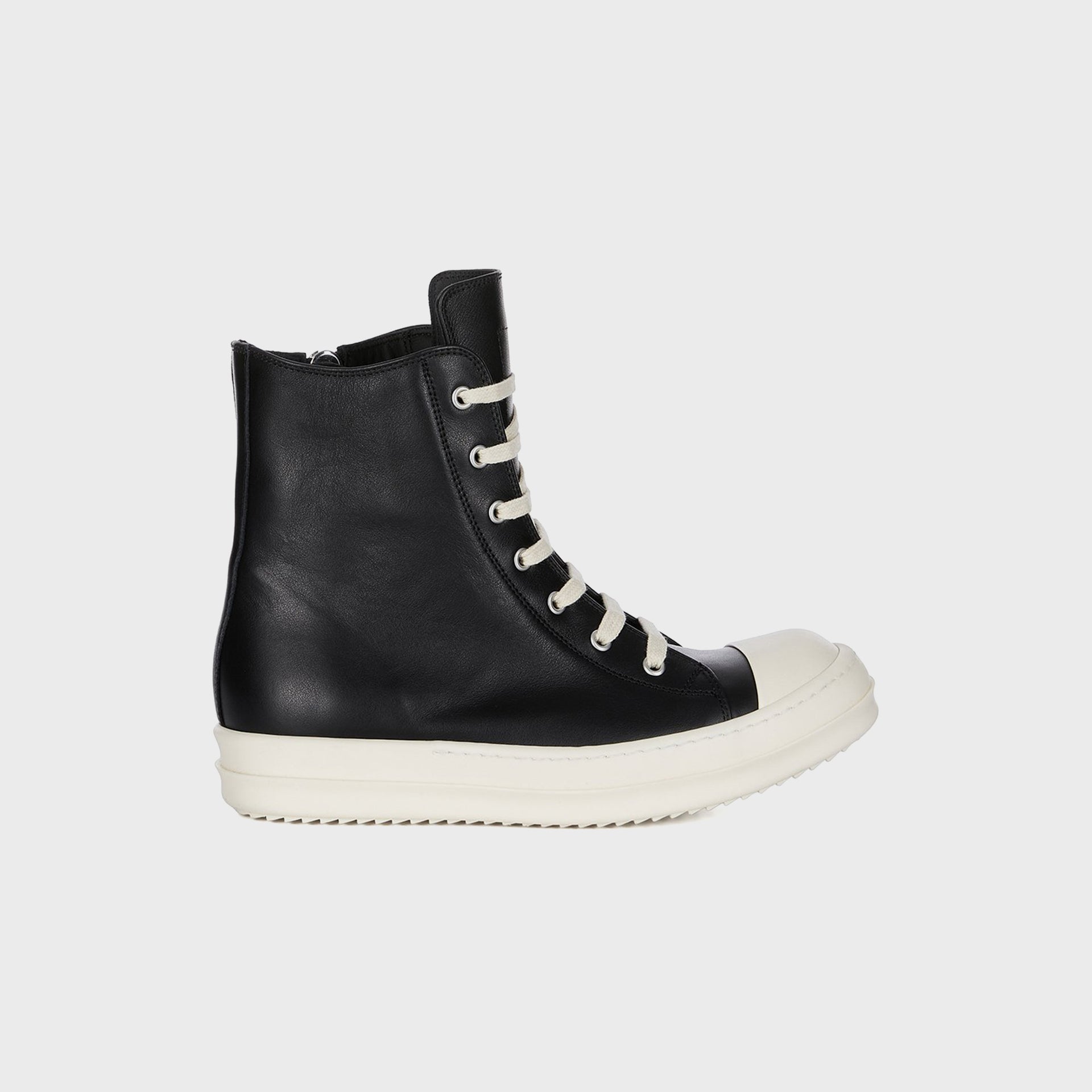 Rick Owens WMNS High Top Sneakers - Scarpe in Pelle / Black / Milk / Milk