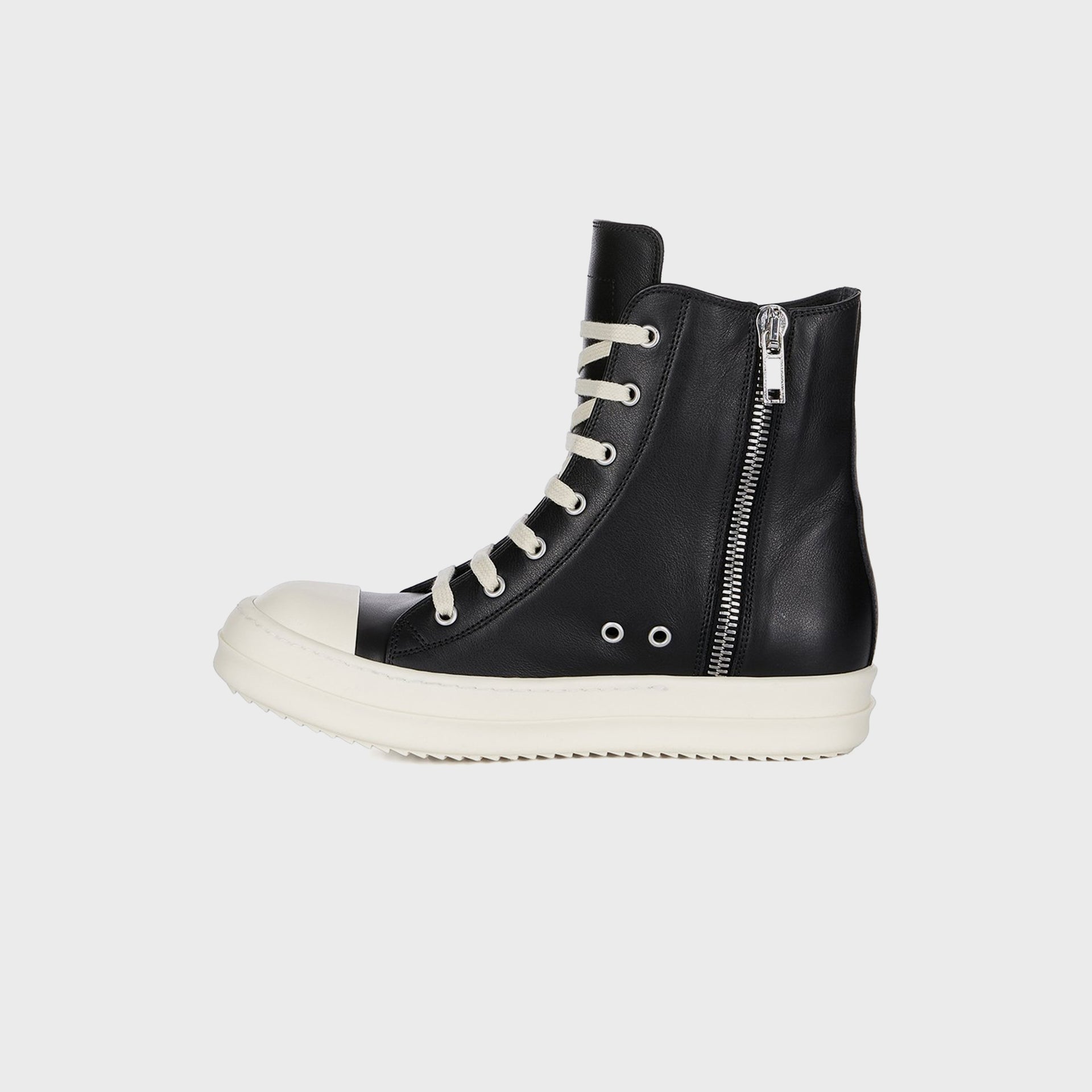 Rick Owens WMNS High Top Sneakers - Scarpe in Pelle / Black / Milk / Milk