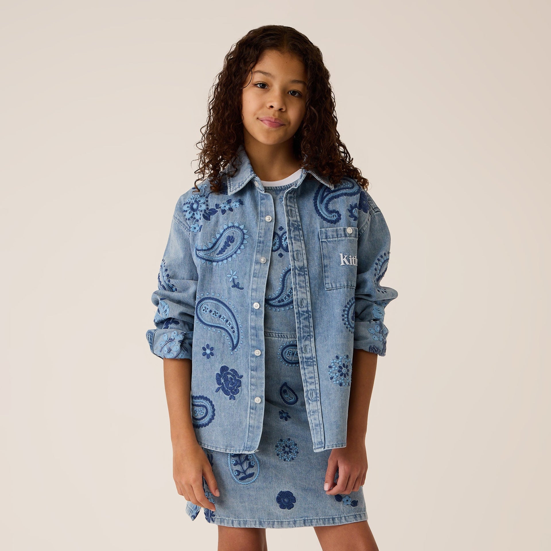 Kith Kids Floral Paisley Chambray Apollo Shirt - Kent Light Wash