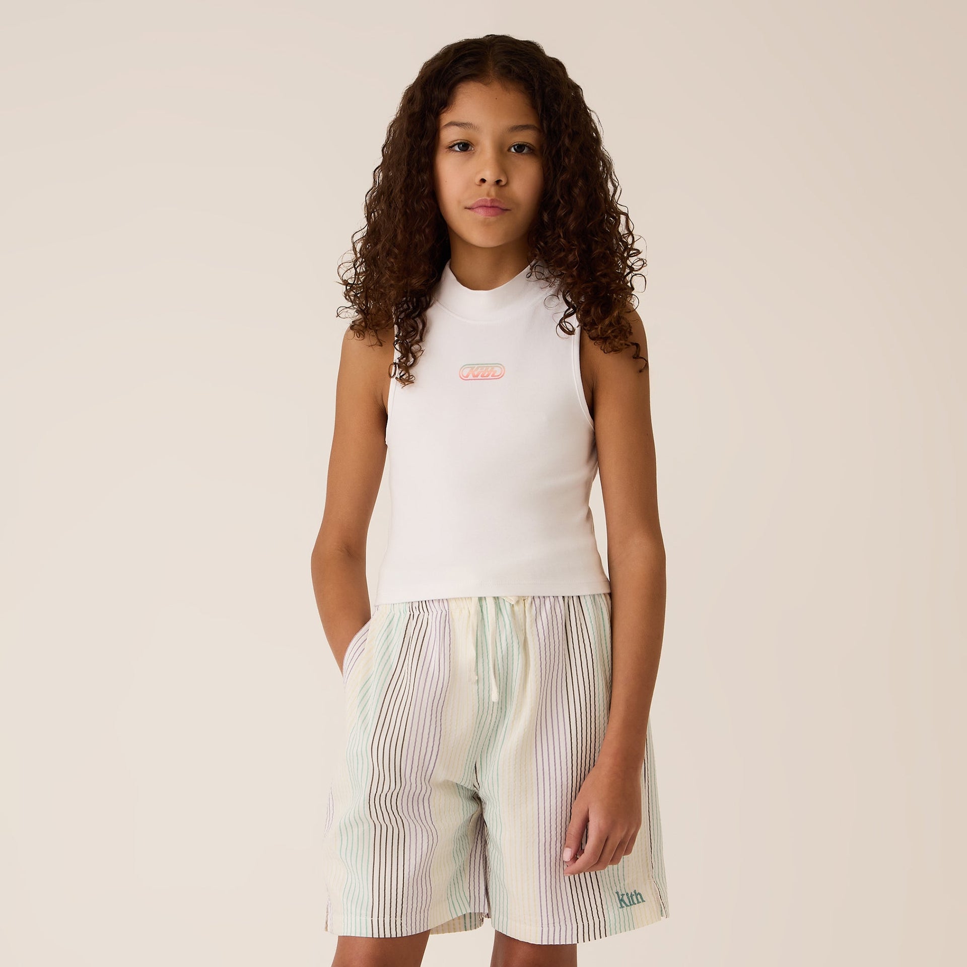 Kith Kids Jordyn Logo Mockneck Tank - White