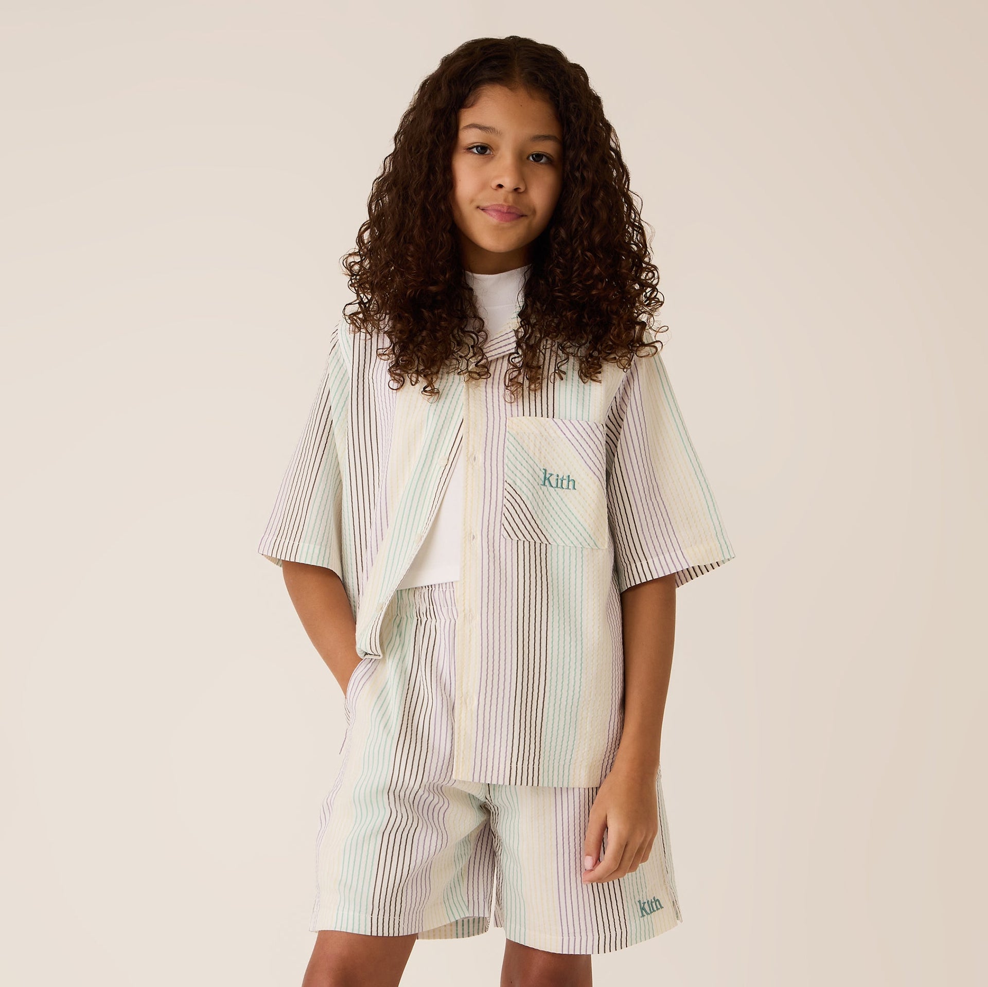 Kith Kids Striped Thompson Camp Shirt - Mykonos