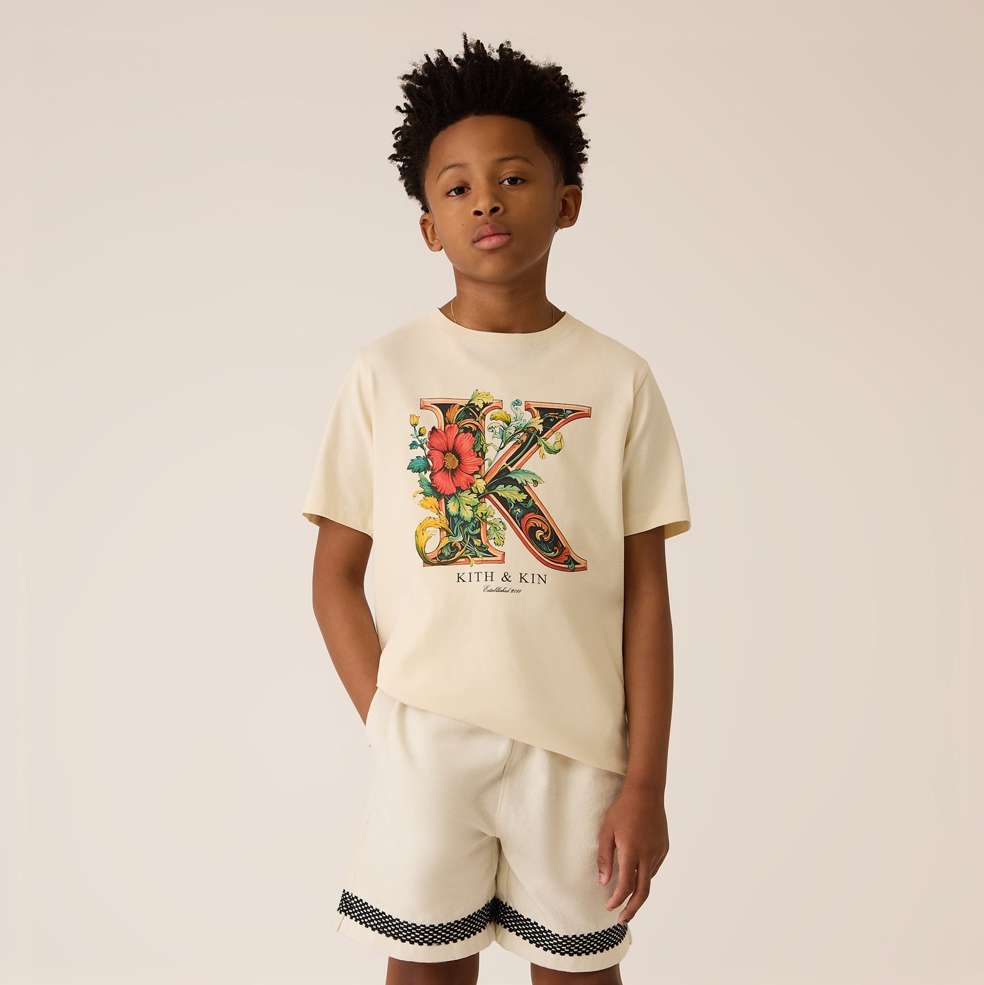 Kith Kids Floral K Tee - Sandrift
