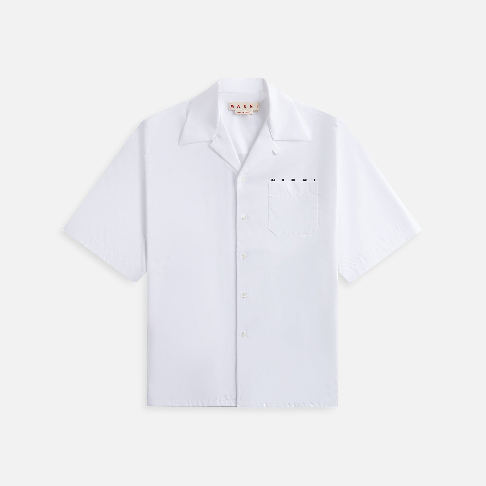 Marni Logo Organic Poplin Shirt with Peeping Marni Logo - Lily White
