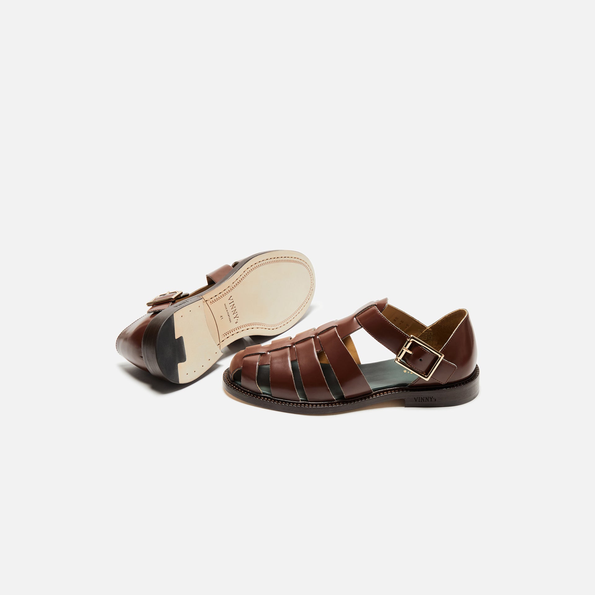 (RTV) VINNY's Fisherman Sandal - Brown Polido Leather