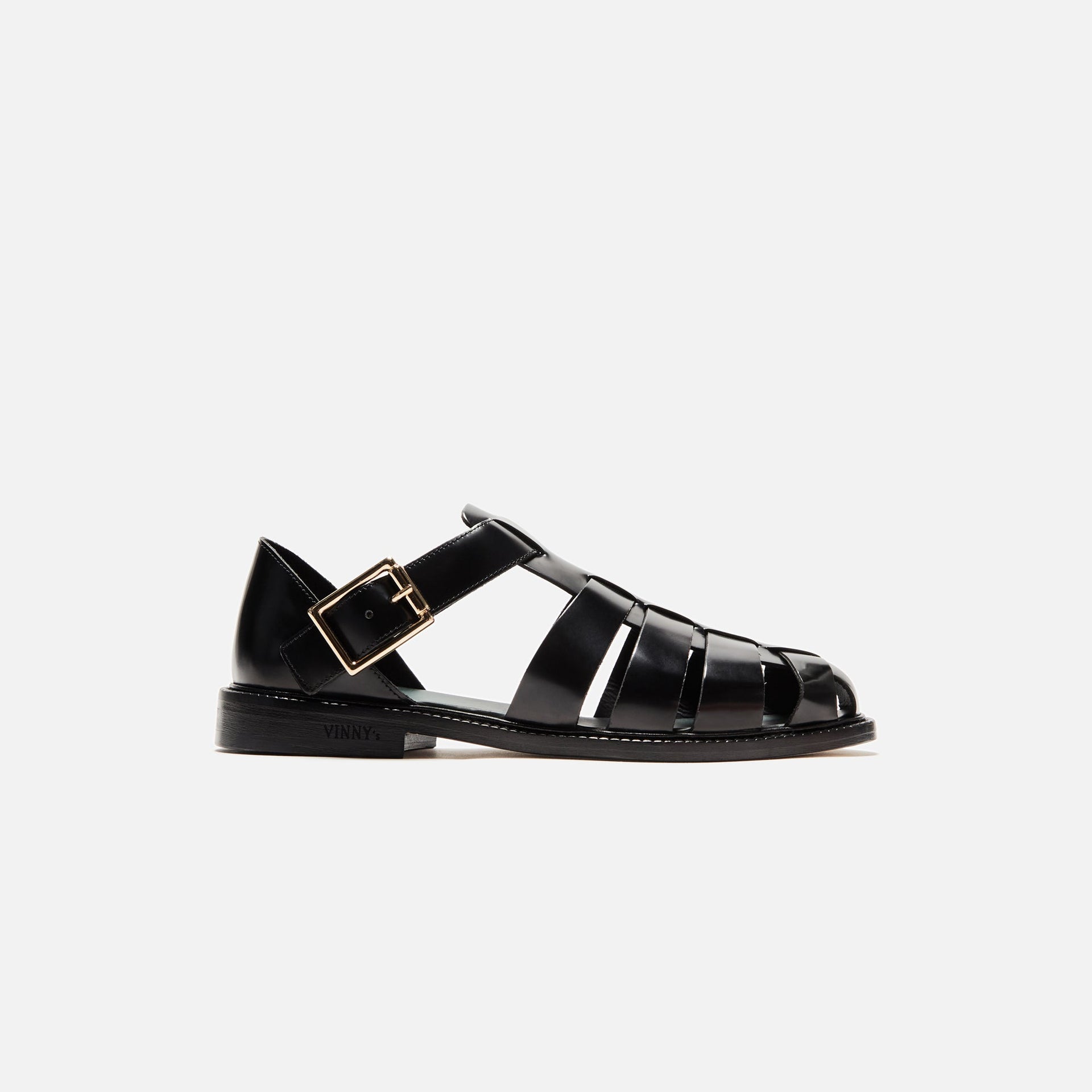 (RTV) VINNY's Fisherman Sandal - Black Polido Leather