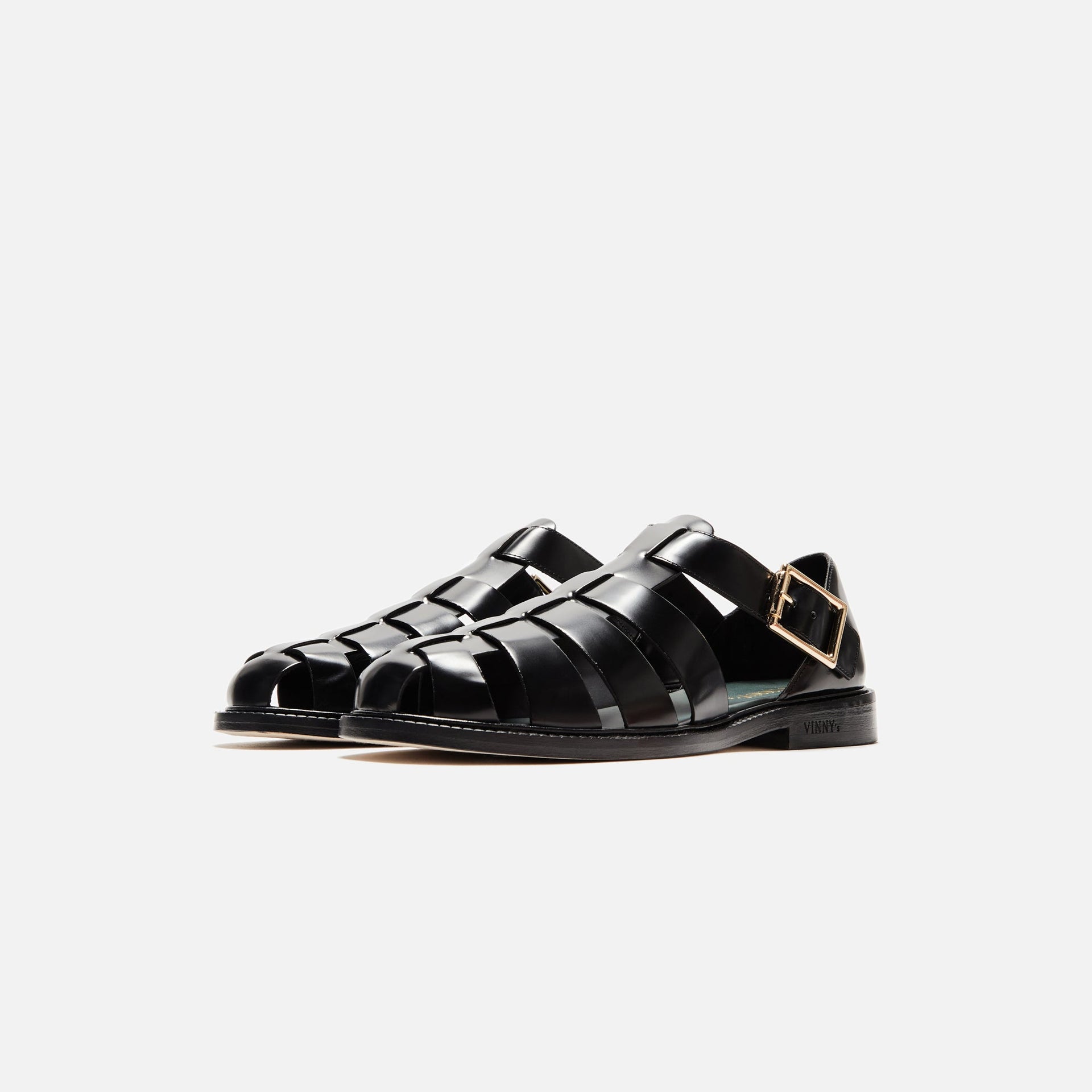 (RTV) VINNY's Fisherman Sandal - Black Polido Leather