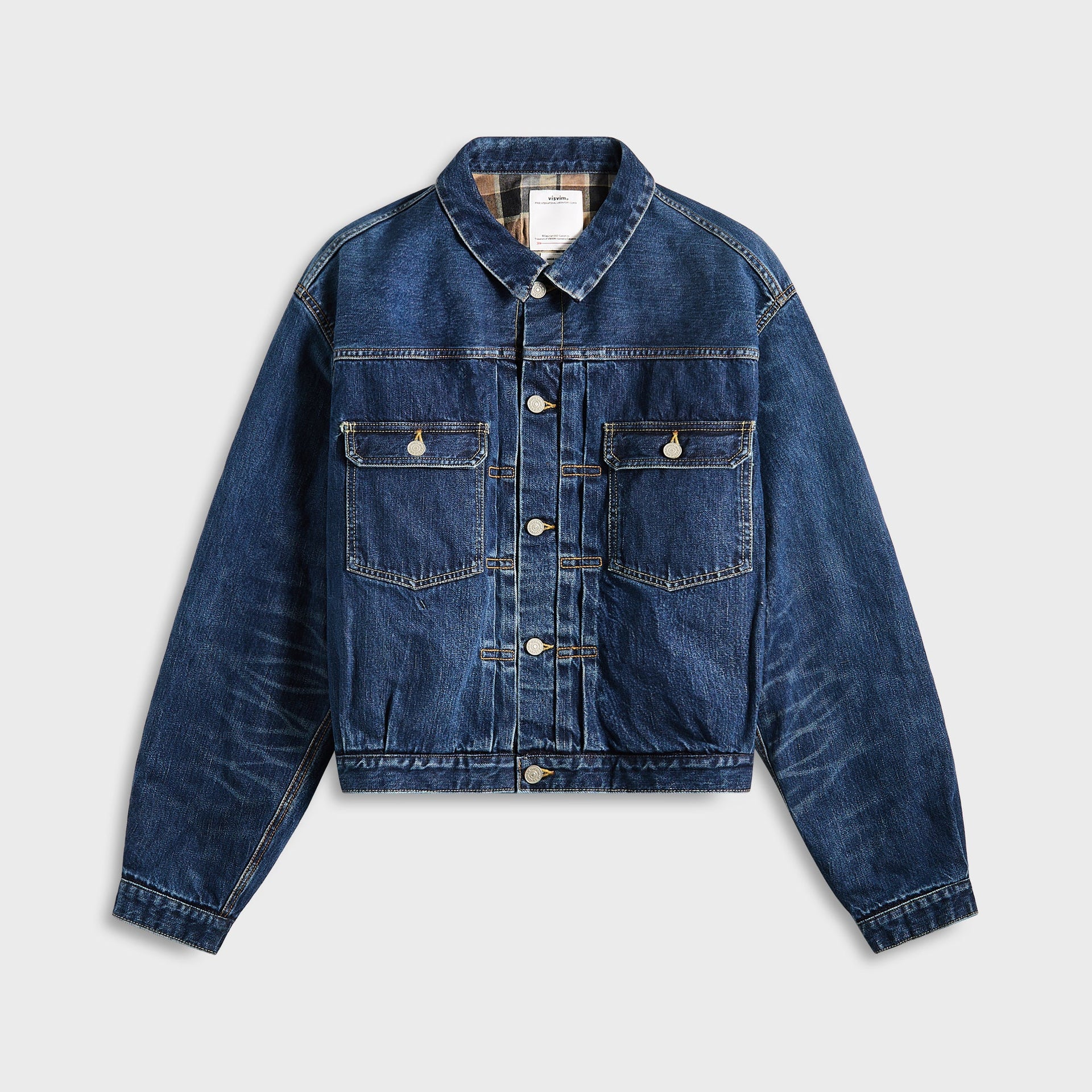 Visvim Ss 101X Jacket Damaged Check - Beige / Indigo
