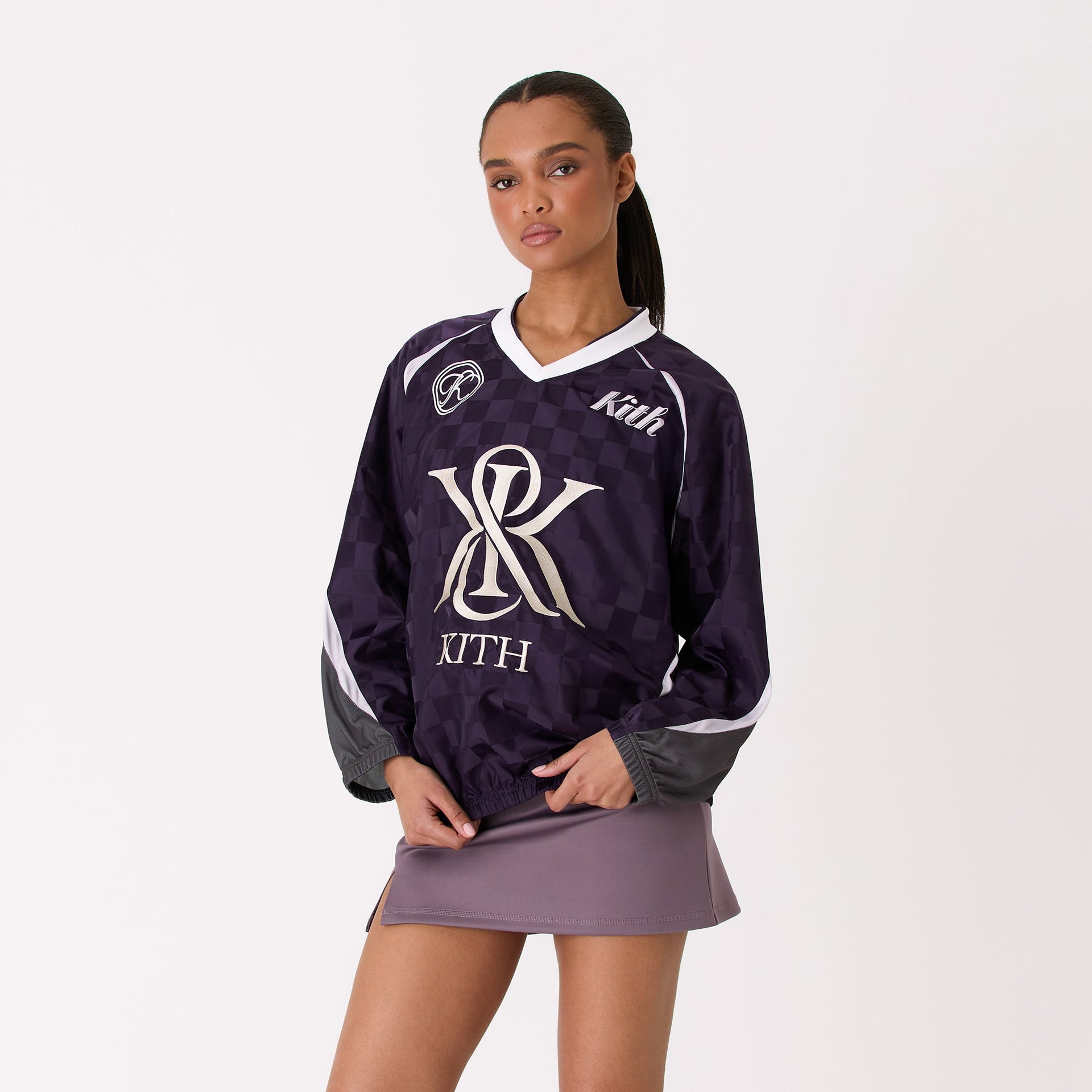 Kith Women Checkered Satin Dayton Combo Pullover - Nightshade