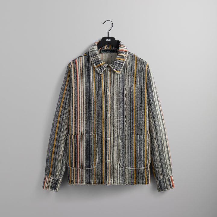 Kith Multi Stripe L/S Boxy Collared Overshirt - Sandrift – Kith Europe