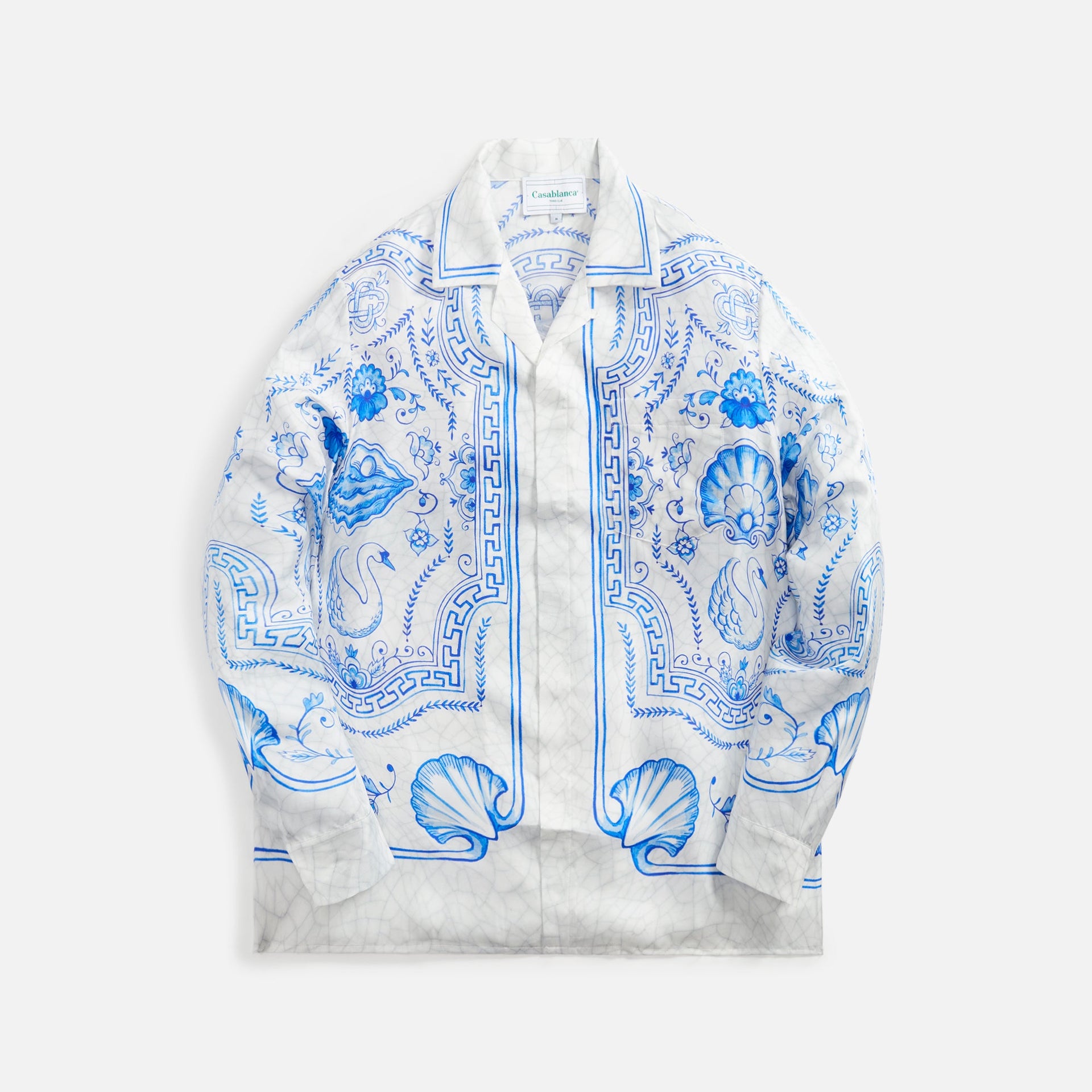 Casablanca Cuban Collar Long Sleeve Shirt - Blue