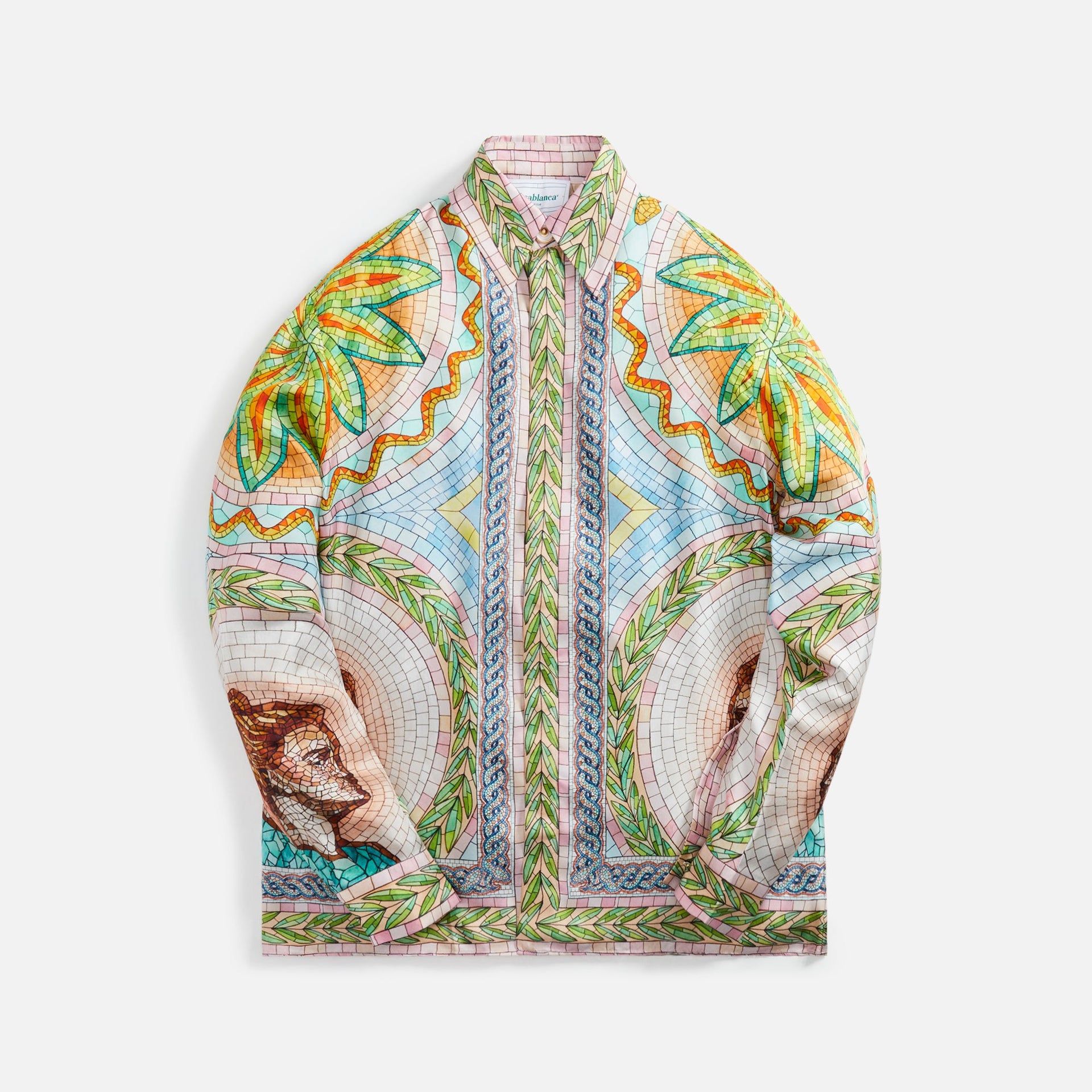 Casablanca Twill Mosaics Long Sleeve Silk Shirt - Green