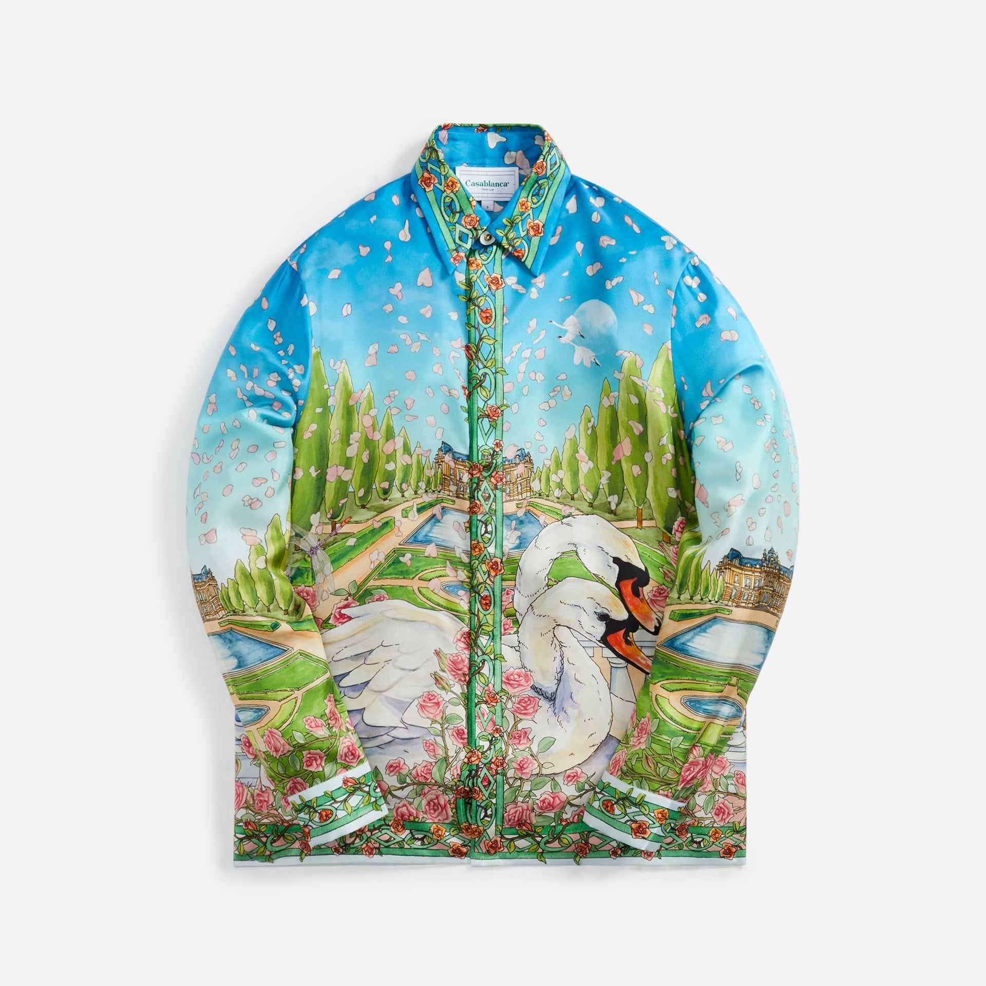 Casablanca L' Amour En Fleur Twill Silk Shirt - Blue Multi