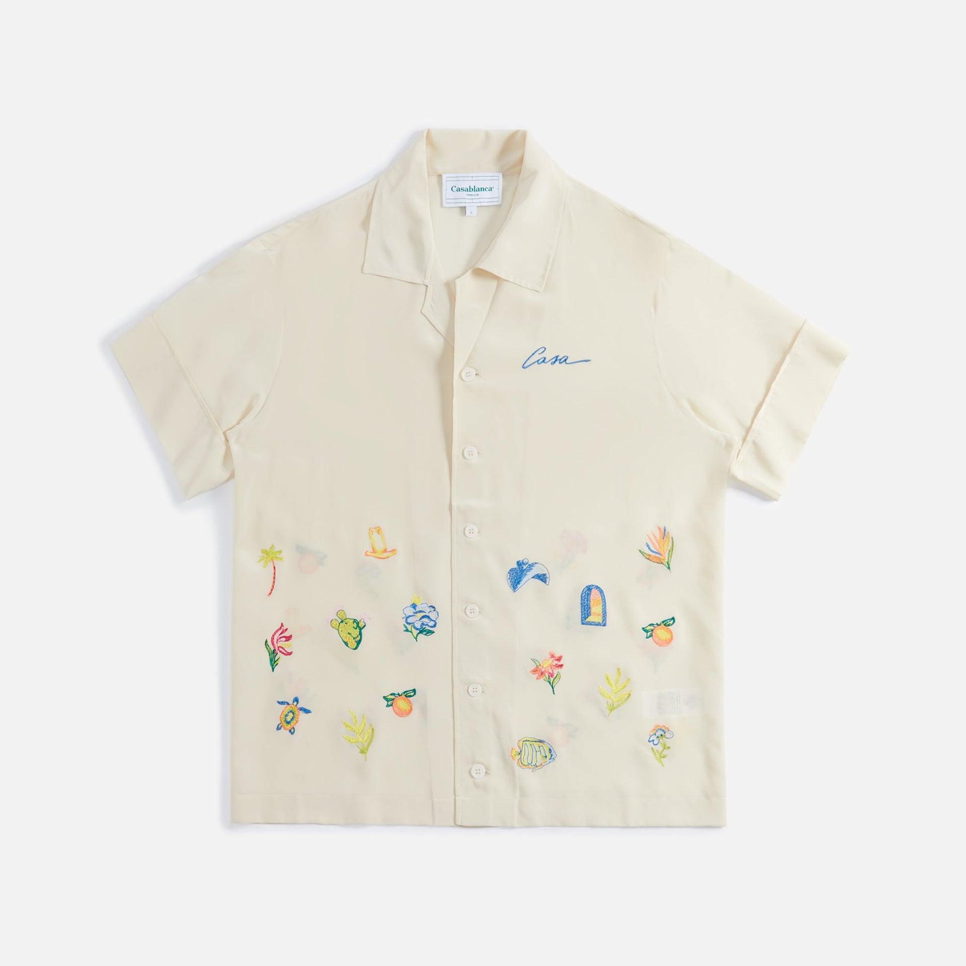 Casablanca Embroidery Logo Silk Shirt - Off-White