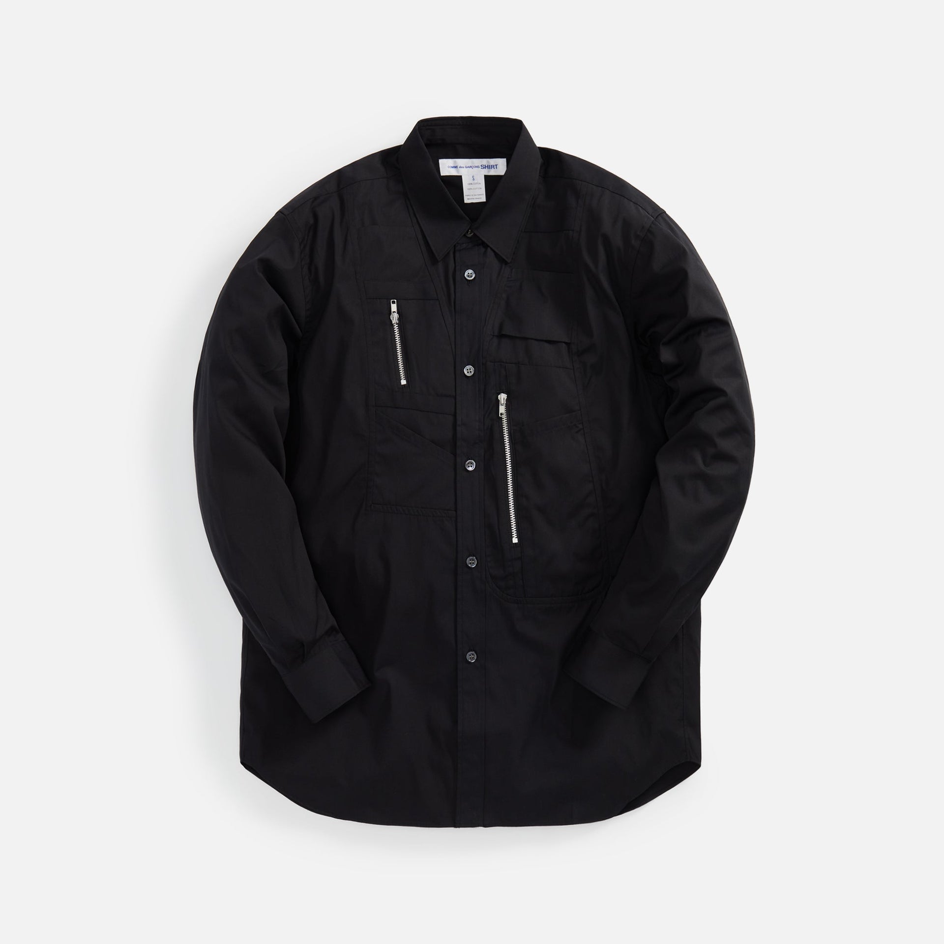 Comme des Garcons Cotton Poplin Zip Shirt - Black