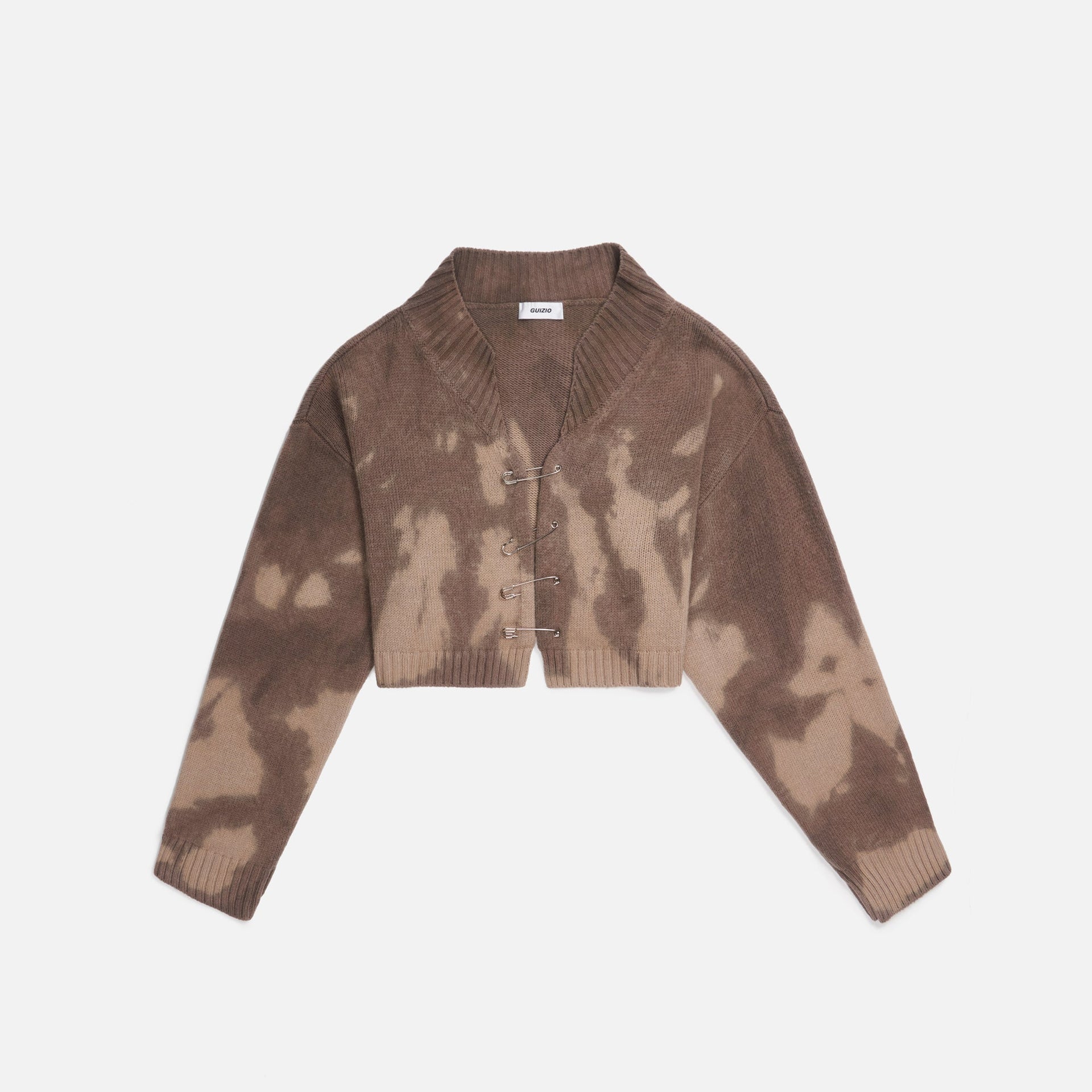 GUIZIO Knit Safety Pin Sweater - Cocoa Brown