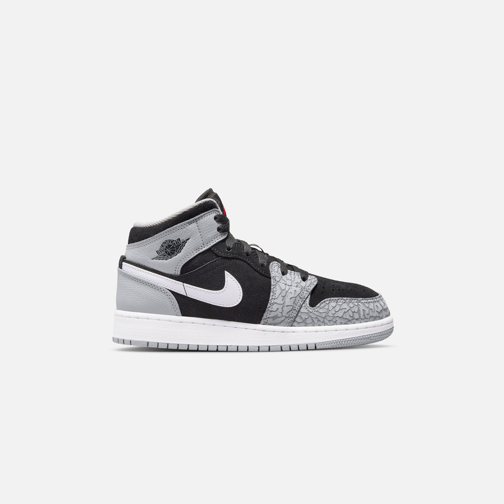 Nike Air Jordan 1 Mid on sale SE Elephant Black Grey Shoes DM6216-016 Size 7Y