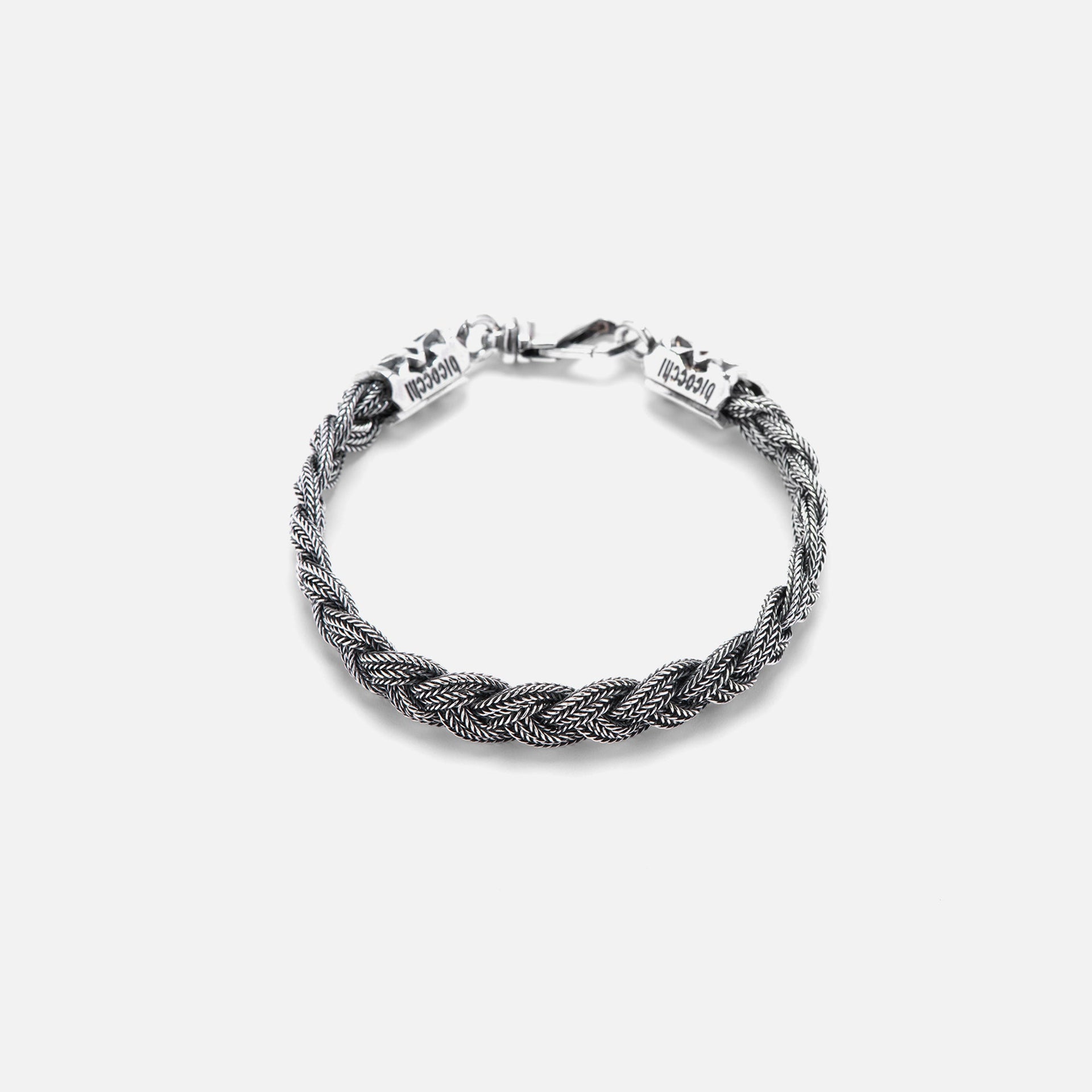 Emanuele Bicocchi 6-T Flat Braided Bracelet - Silver