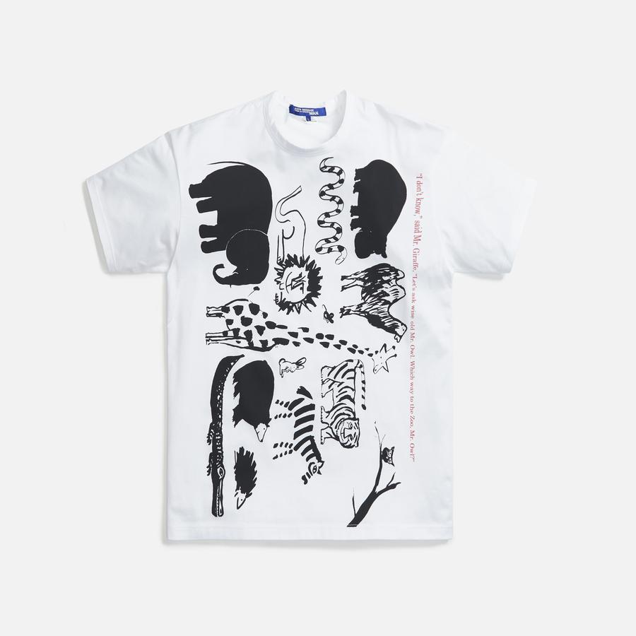 Junya Man Cotton Jersey Wondriska Print Tee - White / Black