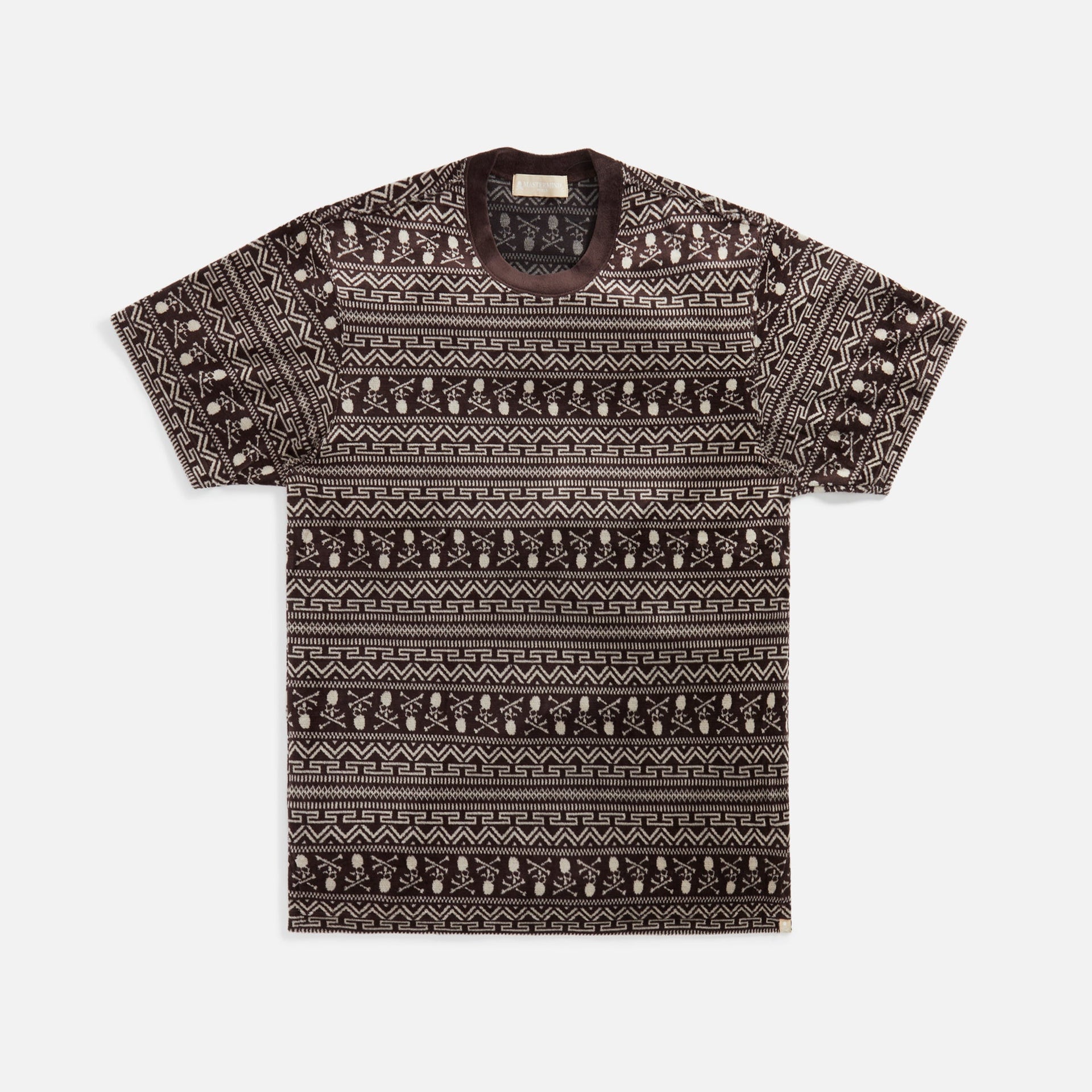 Mastermind World Tribal Skull Velour Tee - Brown