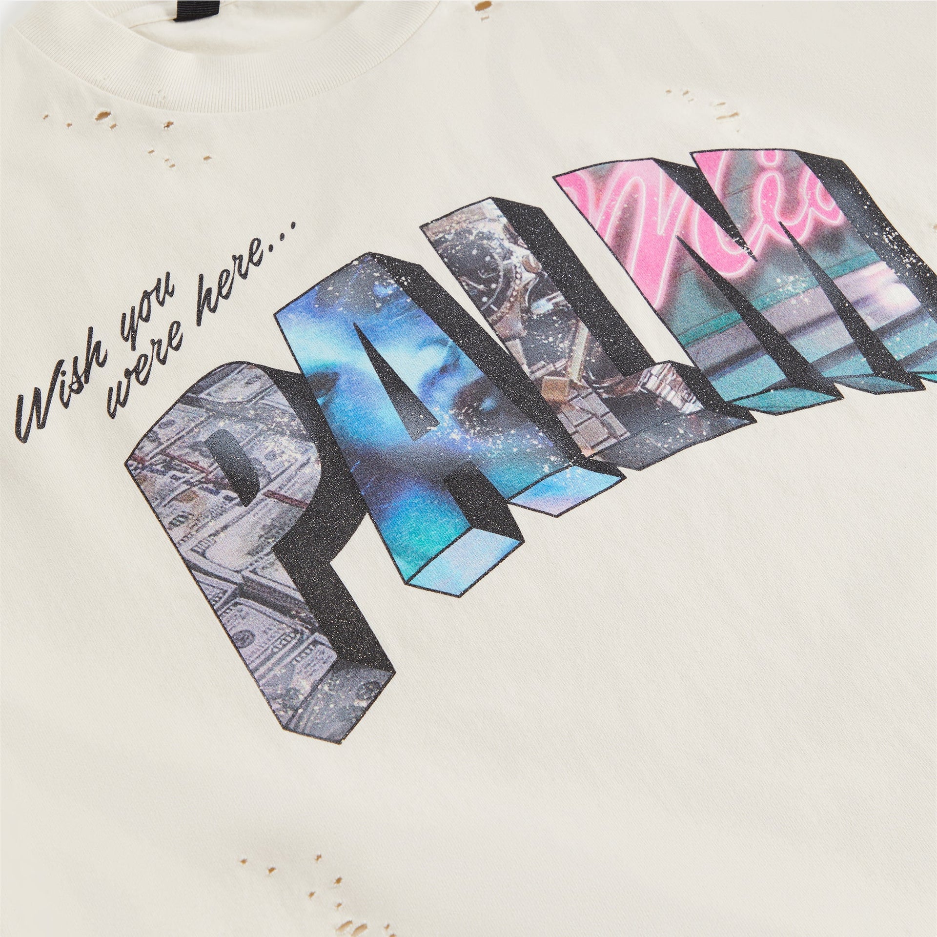 Palm Angels Palm Sign Vintage Tee - White / Multi