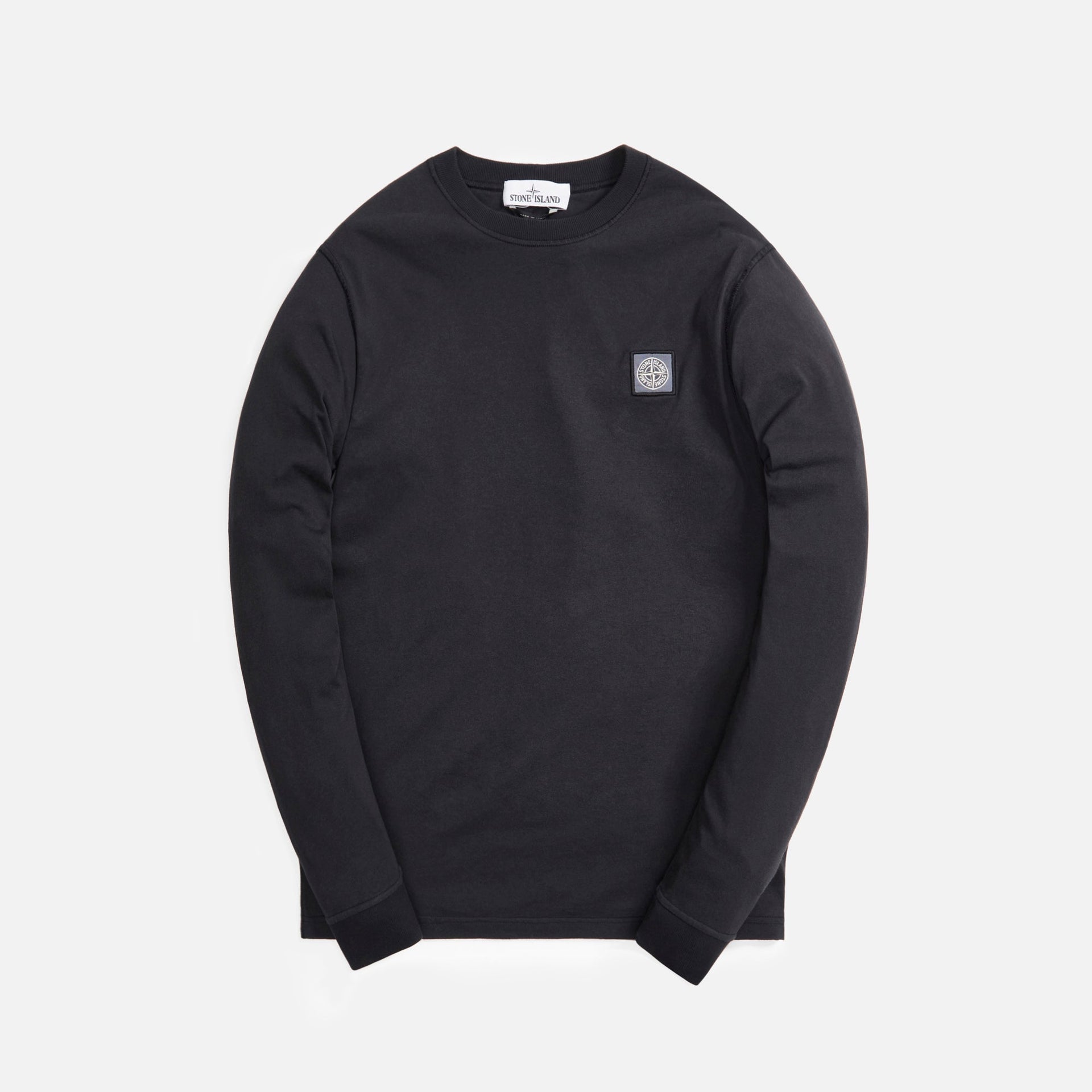 Stone Island Cotton Jersey Garment Dyed Fissato Effect L/S Tee - Black