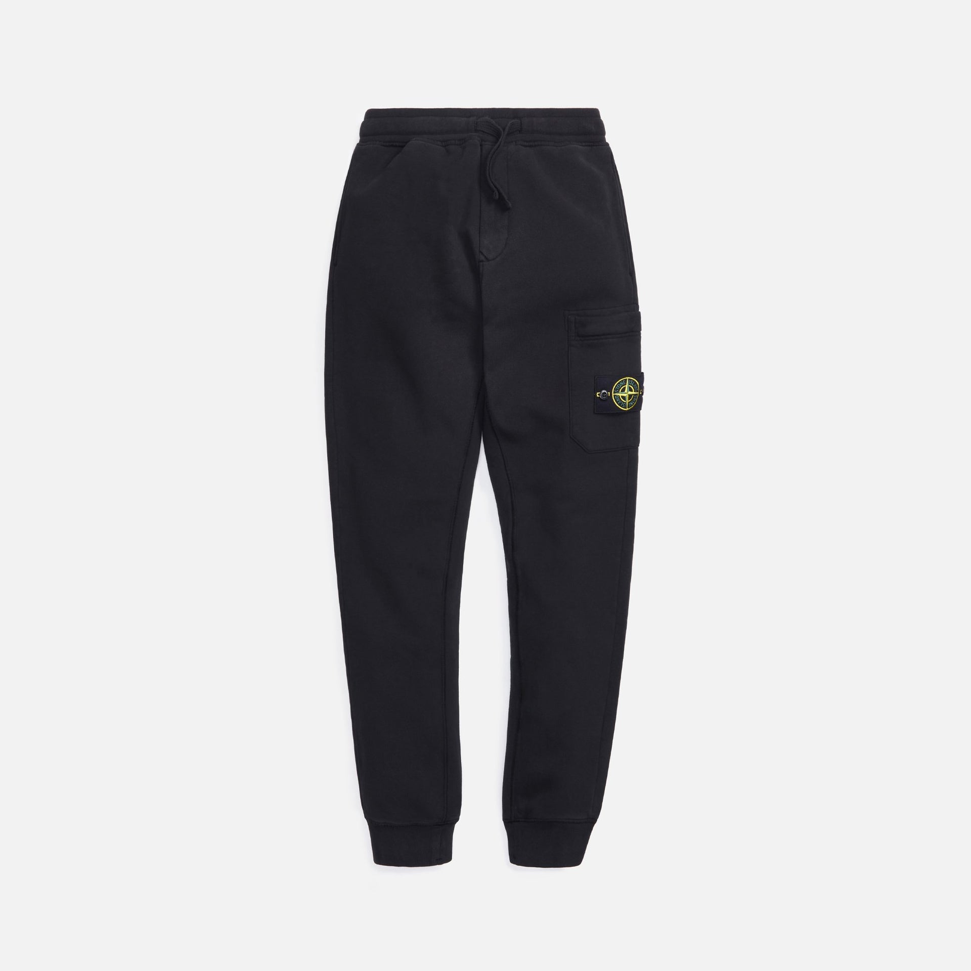 Stone Island Brushed Cotton Fleece Garment Dyed Pants - Black