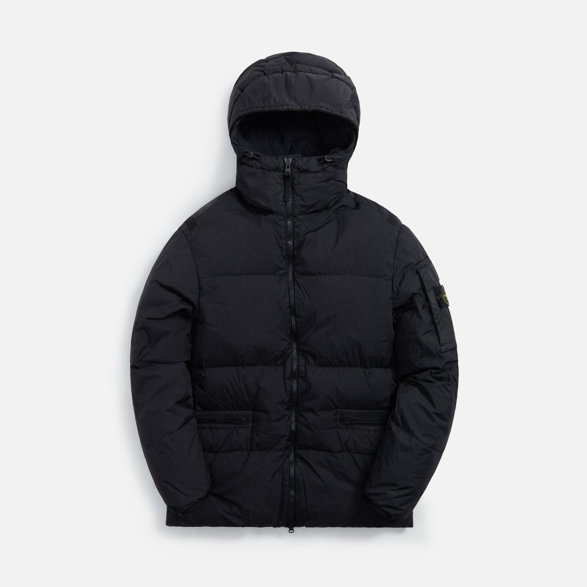 Stone Island Garment Dyed Crinkle Reps Hooded Down Jacket - Black