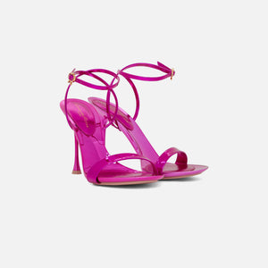 Gianvito Rossi Spice Ribbon Metallic Stiletto Sandals - Dark Pink