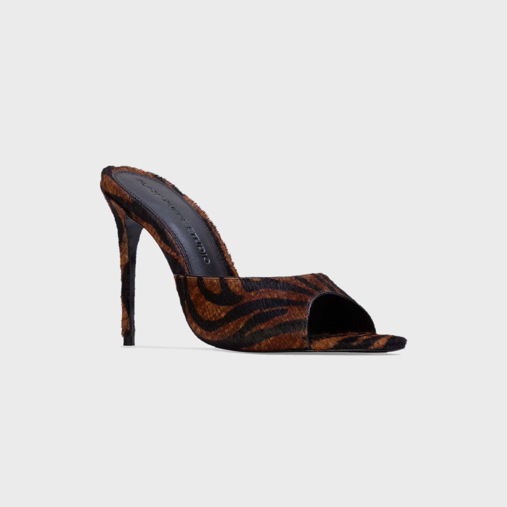 Black Suede Studio Jazz 100 Mule - Brown Zebra Pony Hair