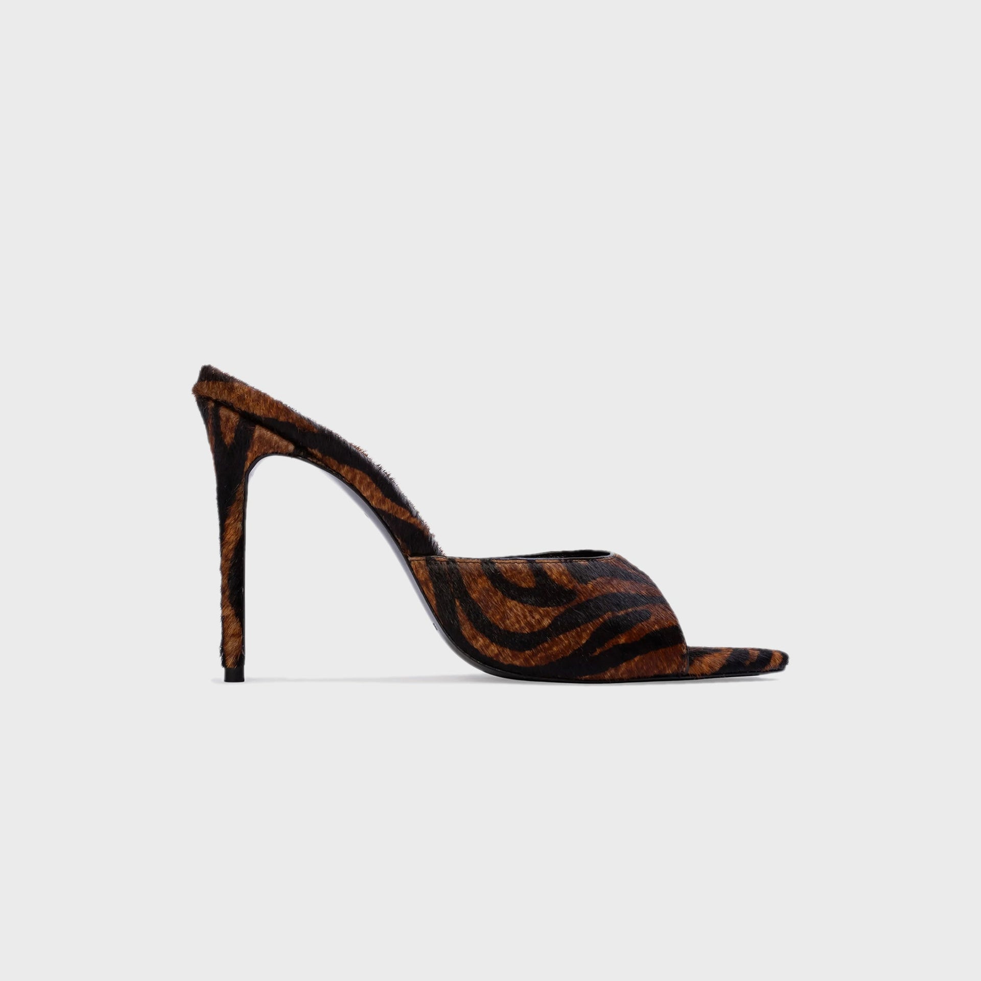 Black Suede Studio Jazz 100 Mule - Brown Zebra Pony Hair