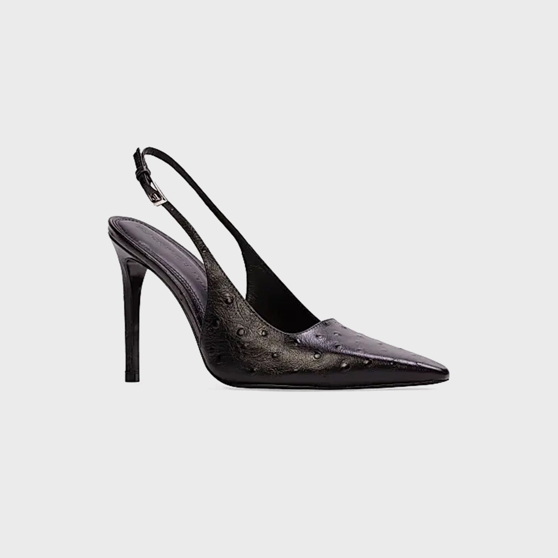 Black Suede Studio Lainey 100 - Black Ostrich Leather
