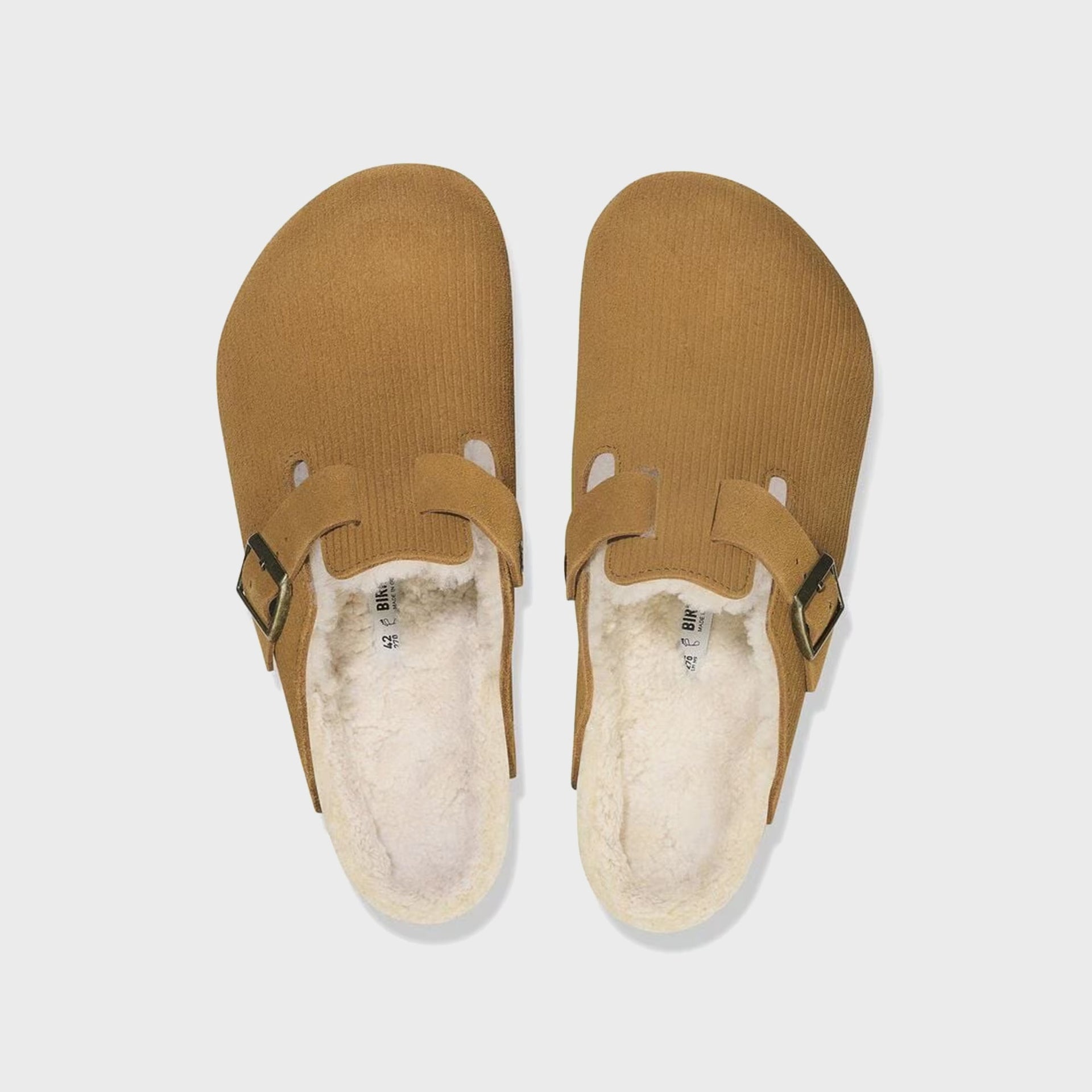 Birkenstock Boston Teddy Sude/Shearling -  Corduroy Cork Brown