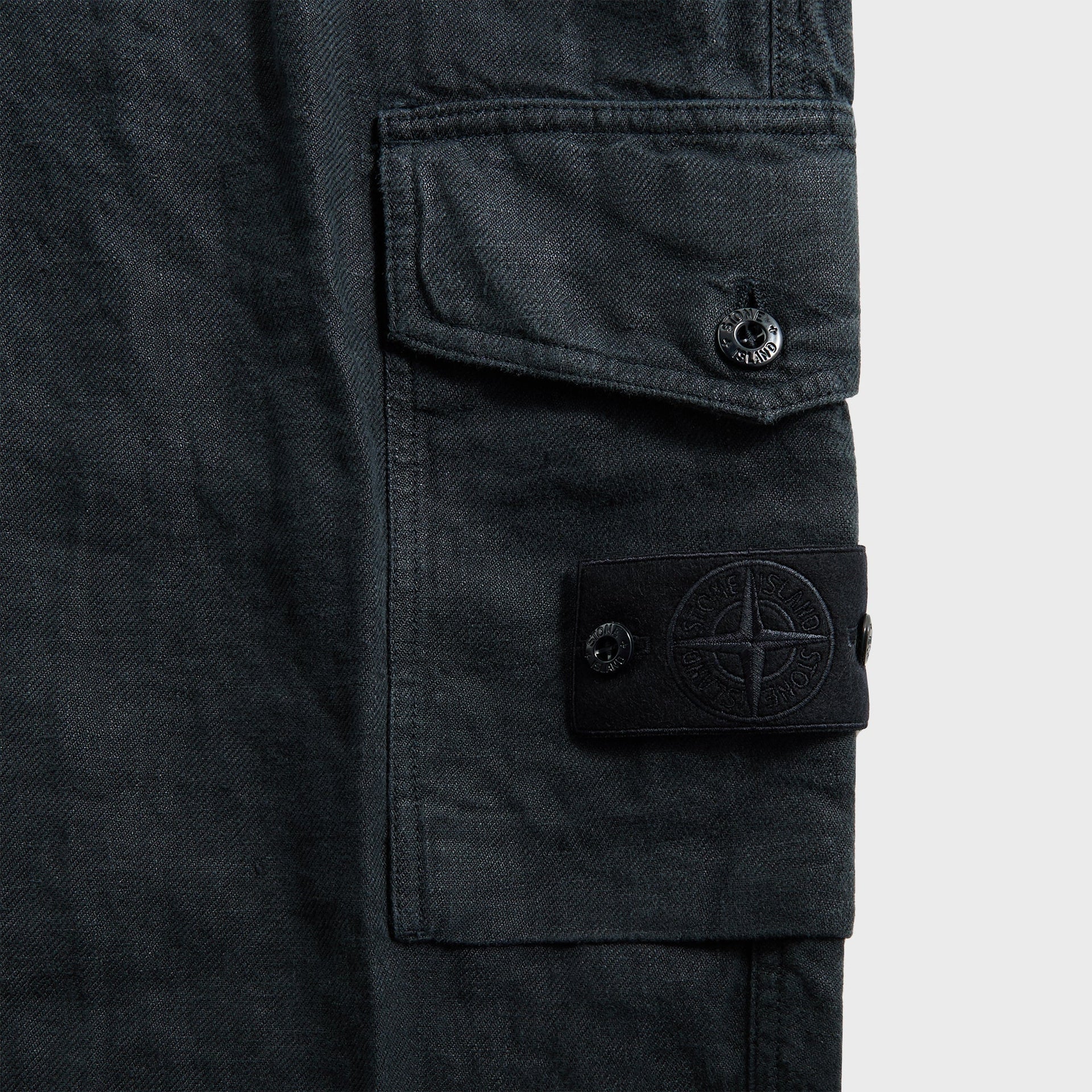 Stone Island Diagonal Linen Garment Dyed Ghost Piece Trousers - Navy Blue