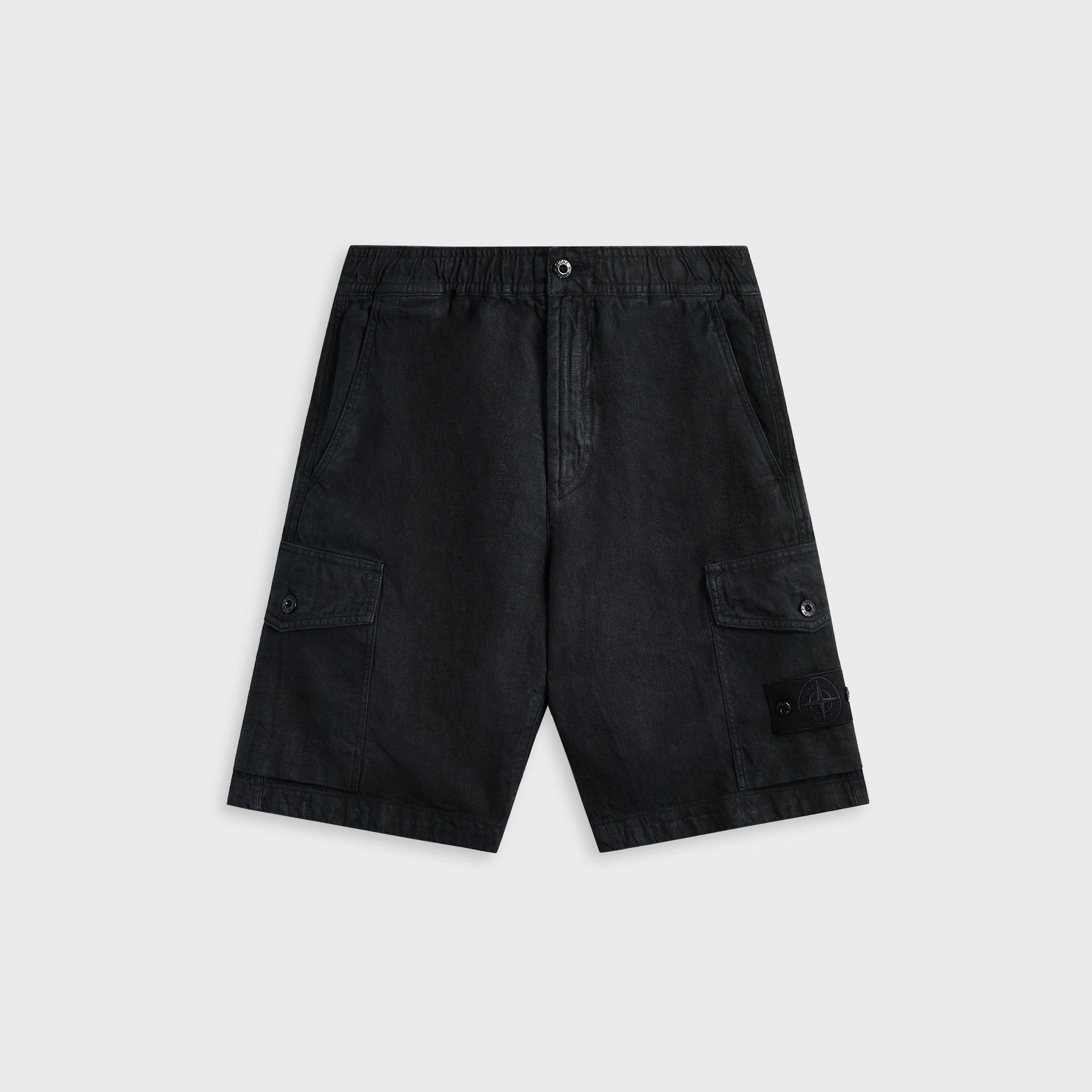 Stone Island Diagonal Linen Garment Dyed Ghost Piece Shorts -  Navy Blue