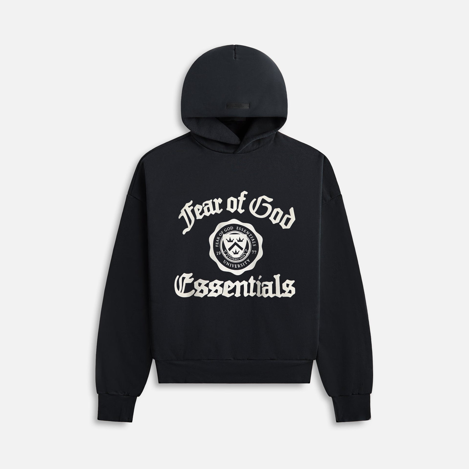 Essentials Heavy Fleece Vintage Shrunken Hoodie - Black