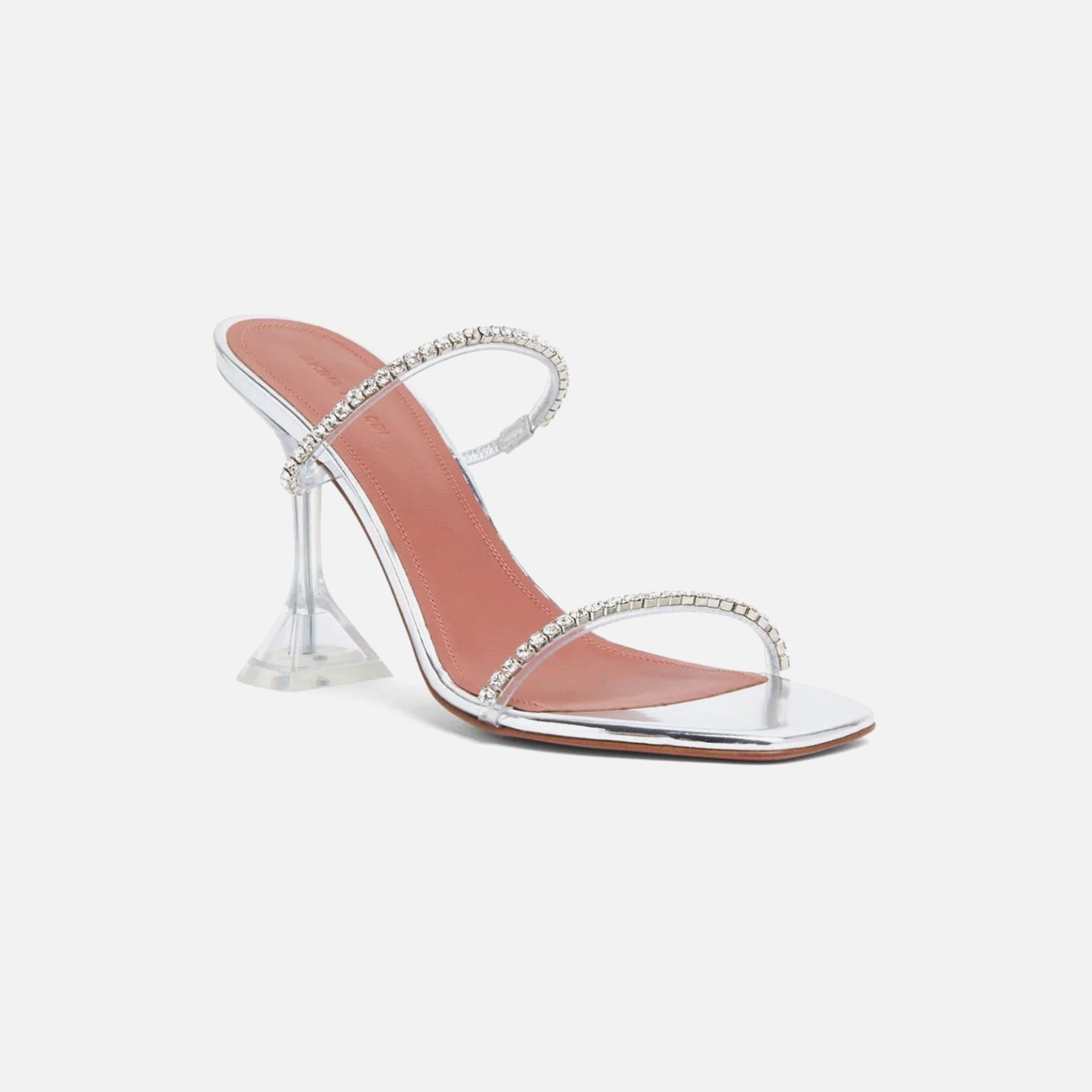 Amina Muaddi Gilda Sandal CL Heel 95mm - Mirror Silver