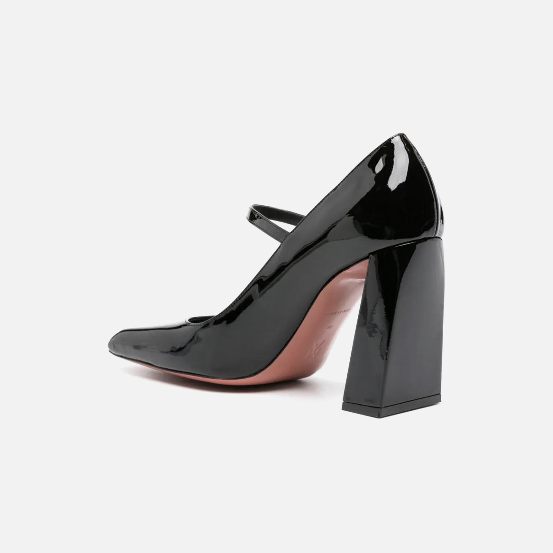 Amina Muaddi Charlotte Pump Block Heel 95mm Patent - Black