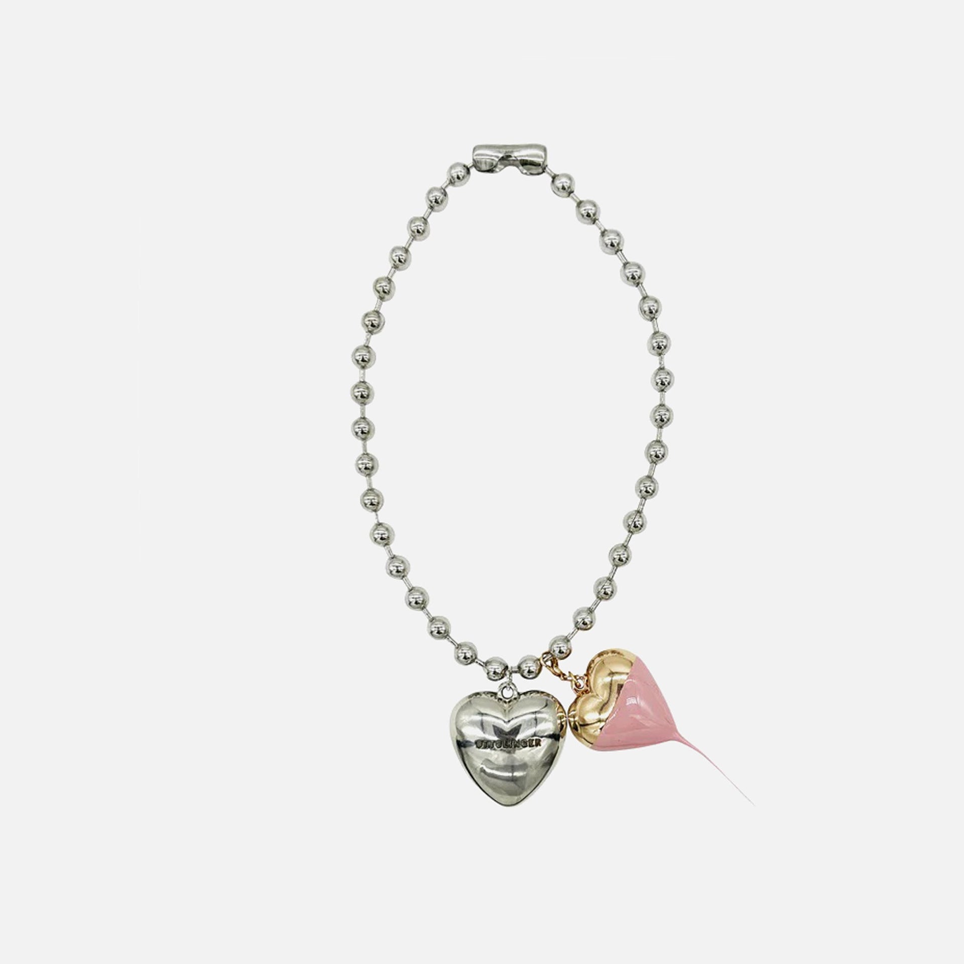 Ottolinger Otto Heart Necklace - Silver / Pink