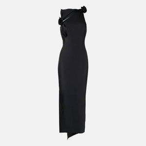 Coperni Asymmetric Flower Gown - Black