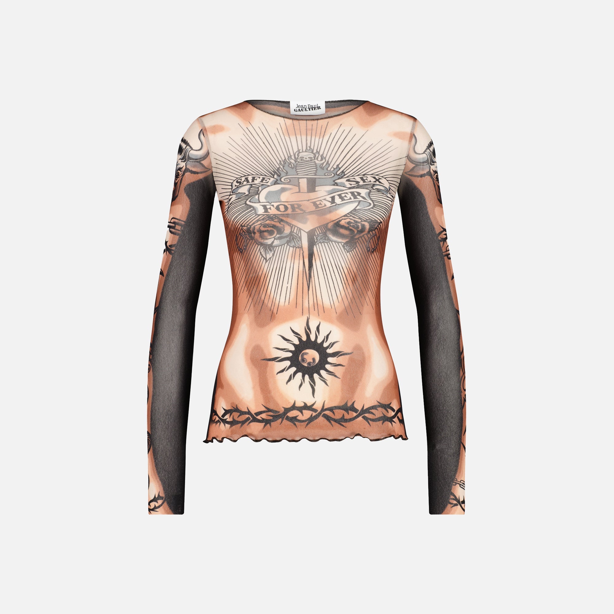 Jean Paul Gaultier tattoo-print Mesh Top - Farfetch