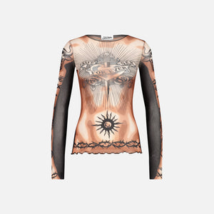 Jean Paul Gaultier Long Sleeve Crew Neck Top - Safe Sex Tattoo